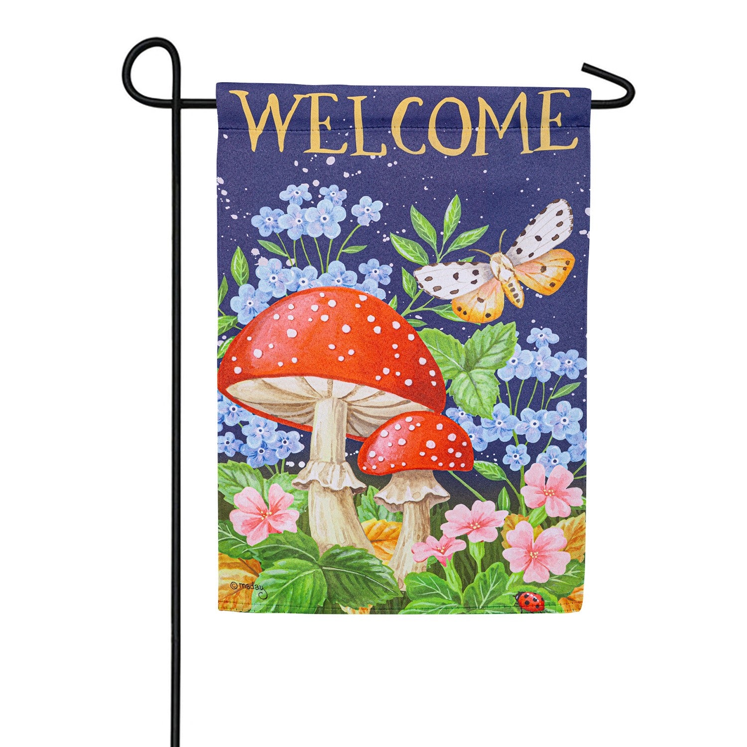 Evergreen Welcome Mushroom Garden Flag