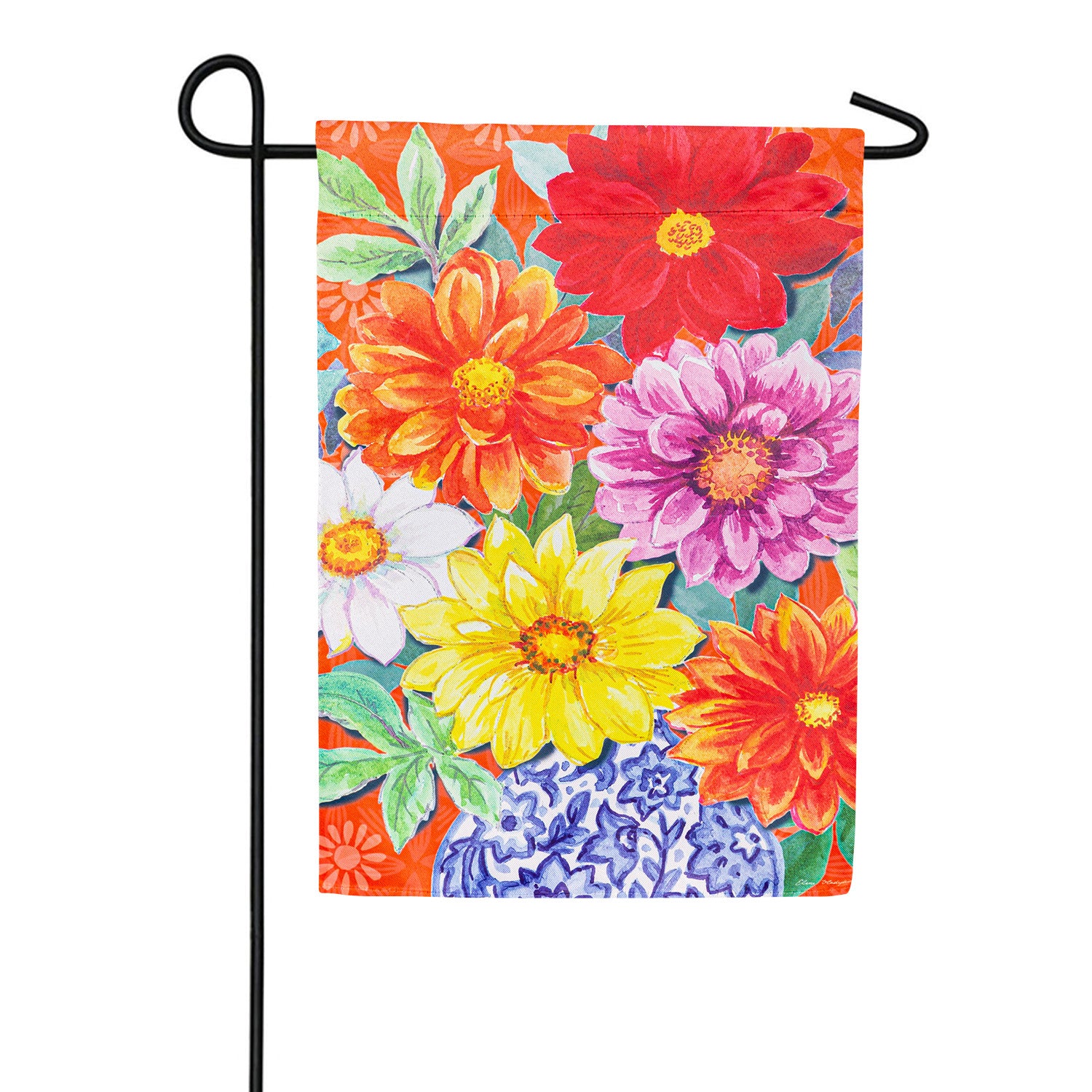 Evergreen Dahlias Bouquet Suede Garden Flag