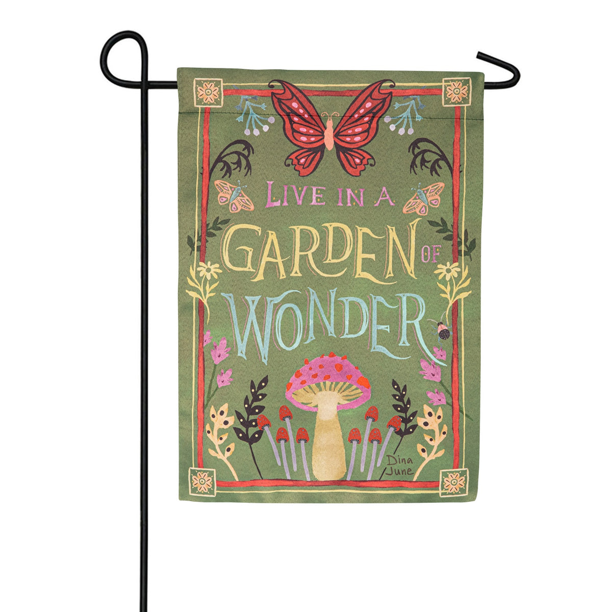 Evergreen Garden of Wonder Suede Garden Flag