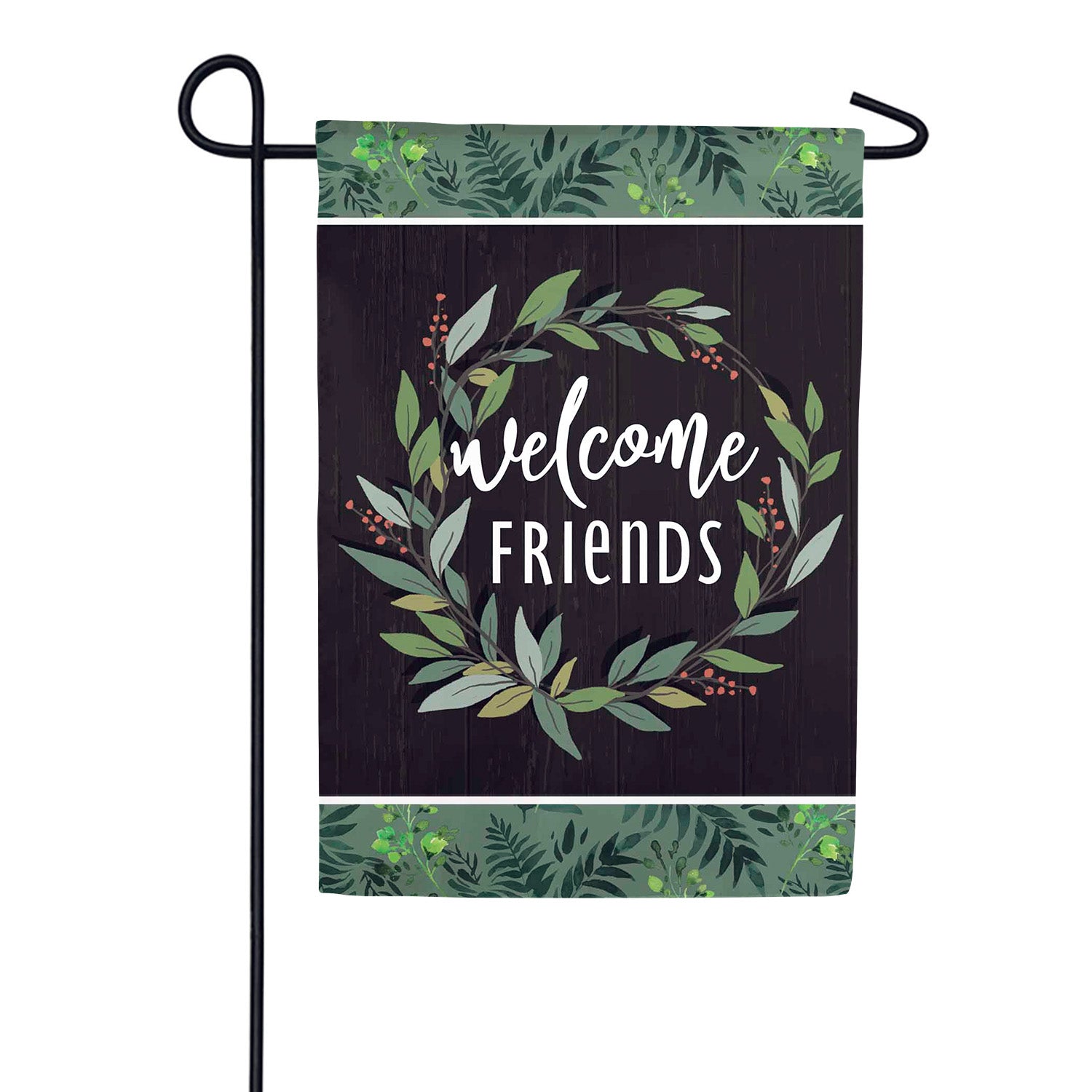 Evergreen Welcome Friends Suede Garden Flag