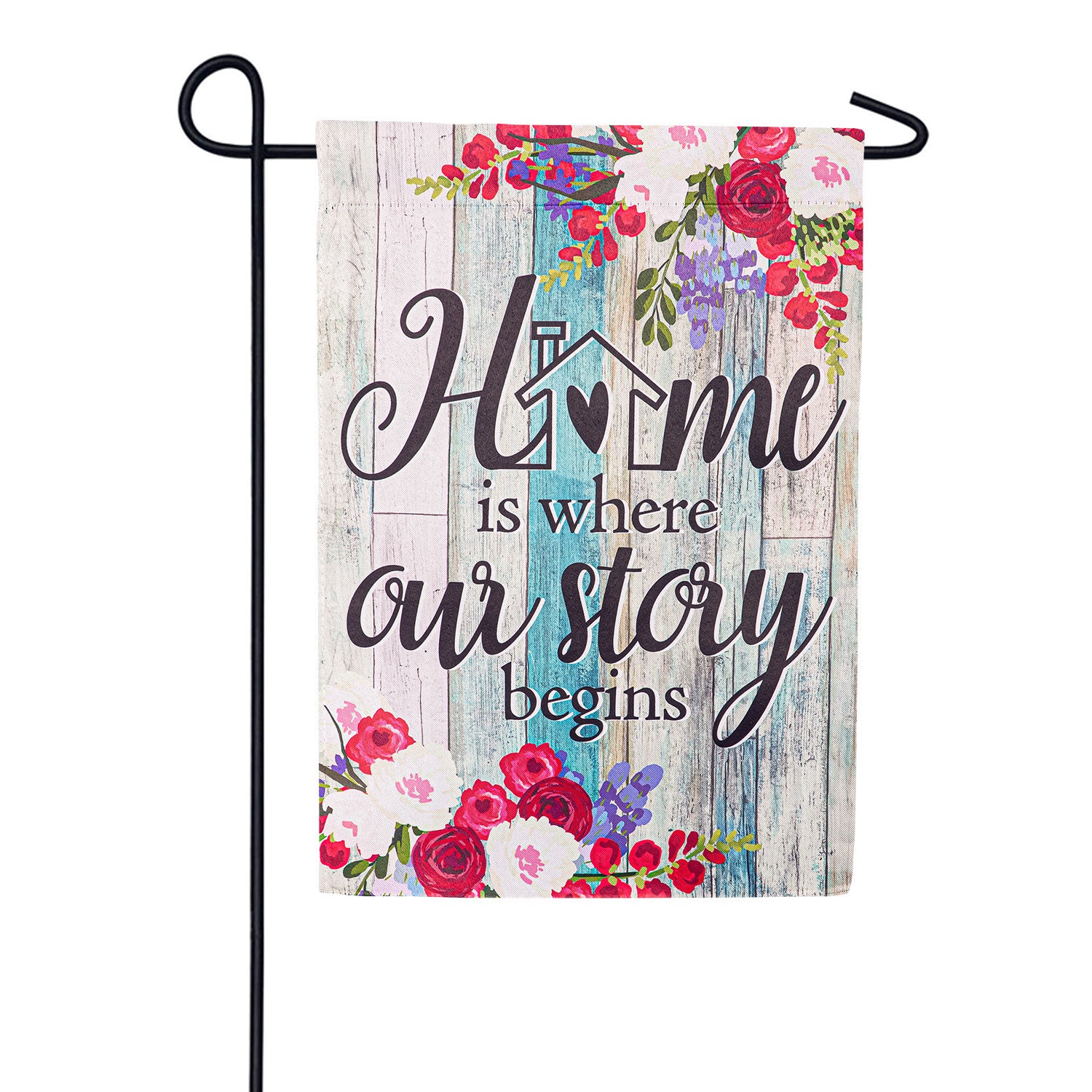 Evergreen Home Is Where Our Story Begins Garden Flag