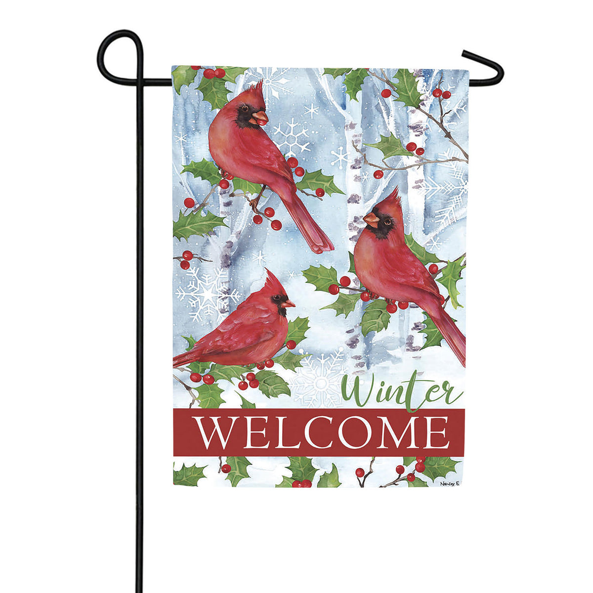 Winter Visit Double Sided Suede Garden Flag