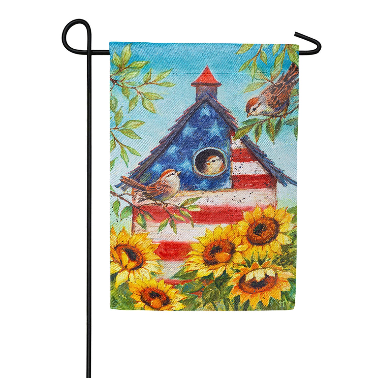 Stars and Sparrows Double Sided Suede Garden Flag