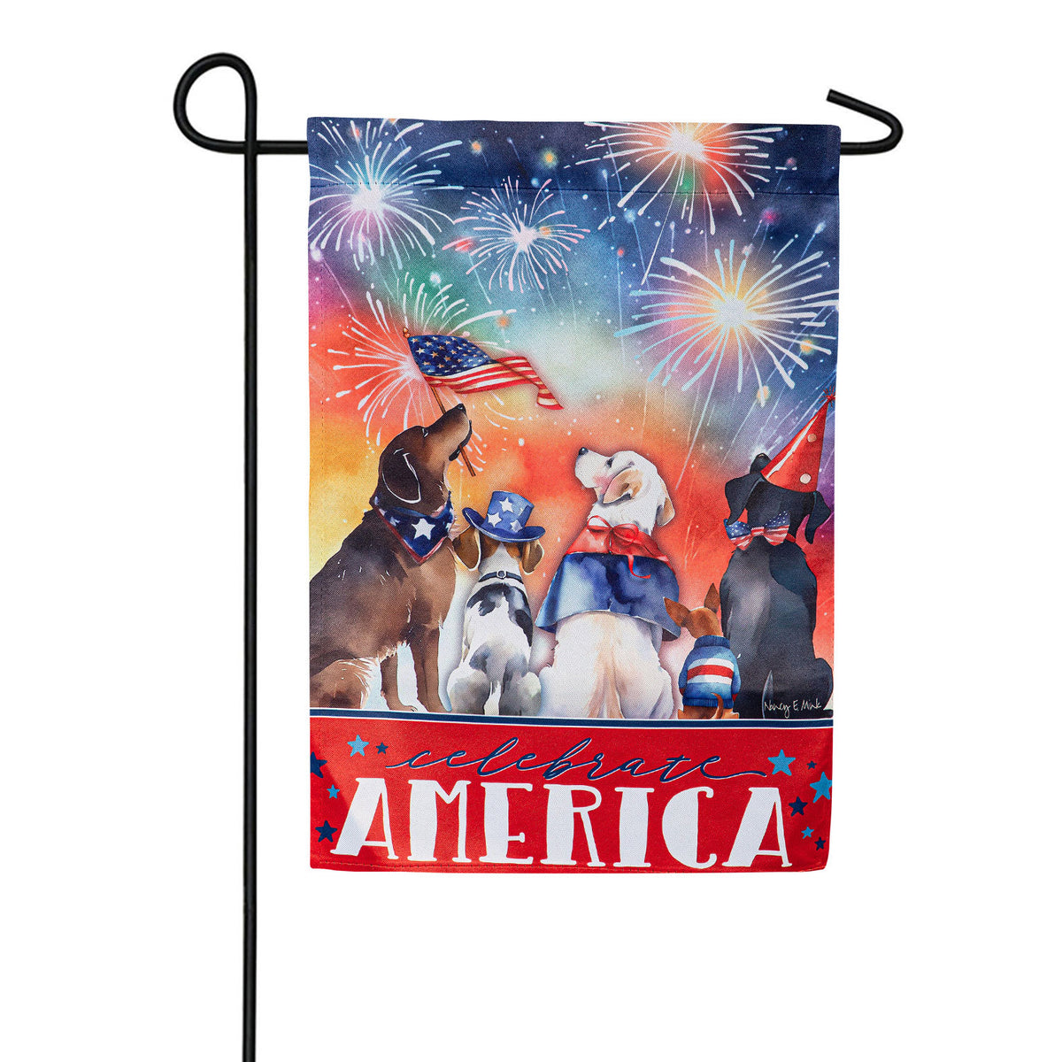 Patriotic Pups Double Sided Suede Garden Flag