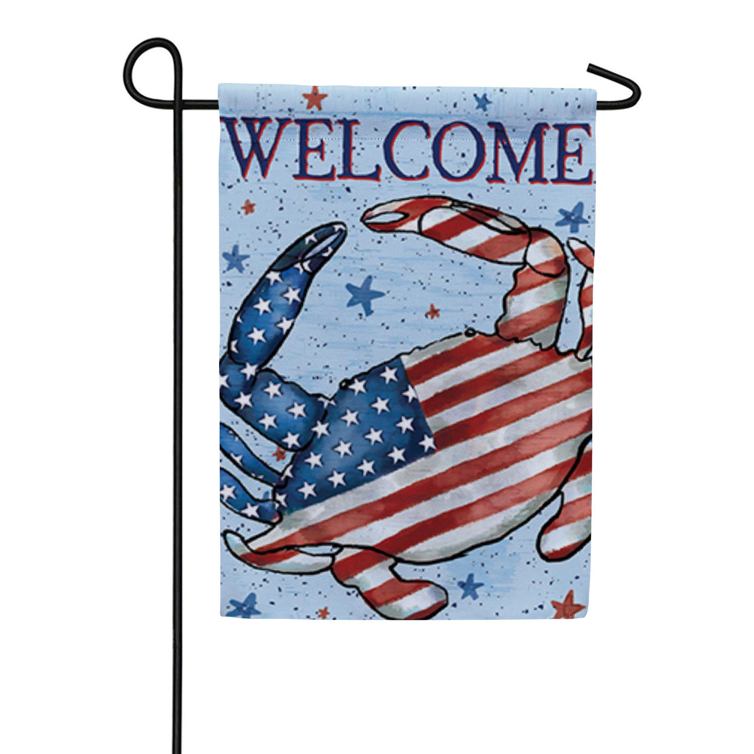 Patriotic Crab Double Sided Suede Garden Flag