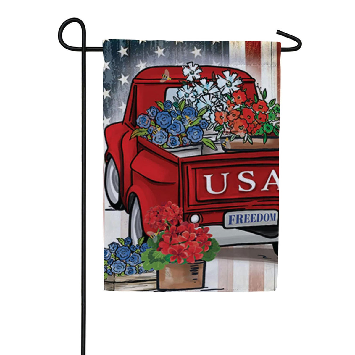 USA Truck Double Sided Suede Garden Flag