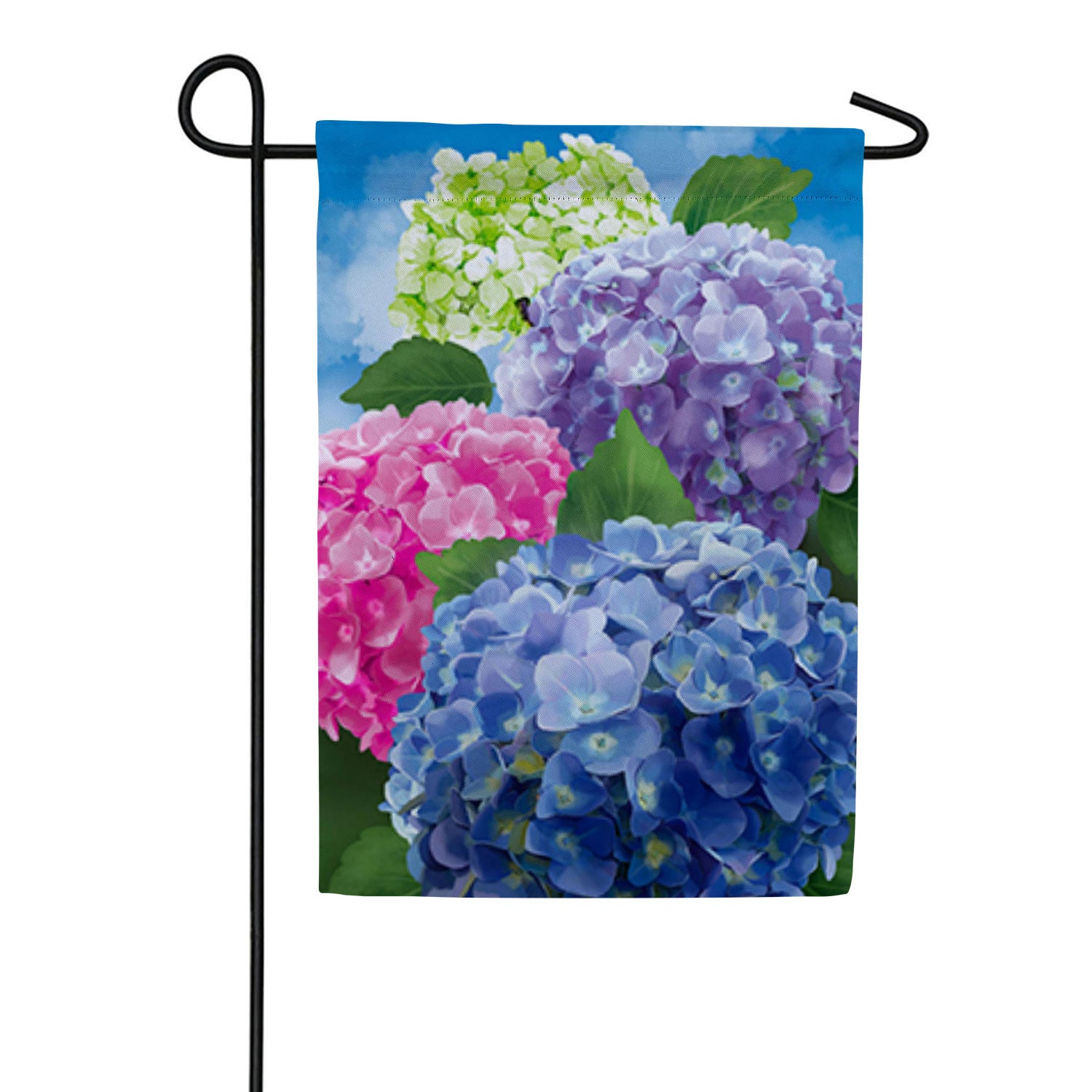 Multicolor Hydrangeas Double Sided Suede Garden Flag