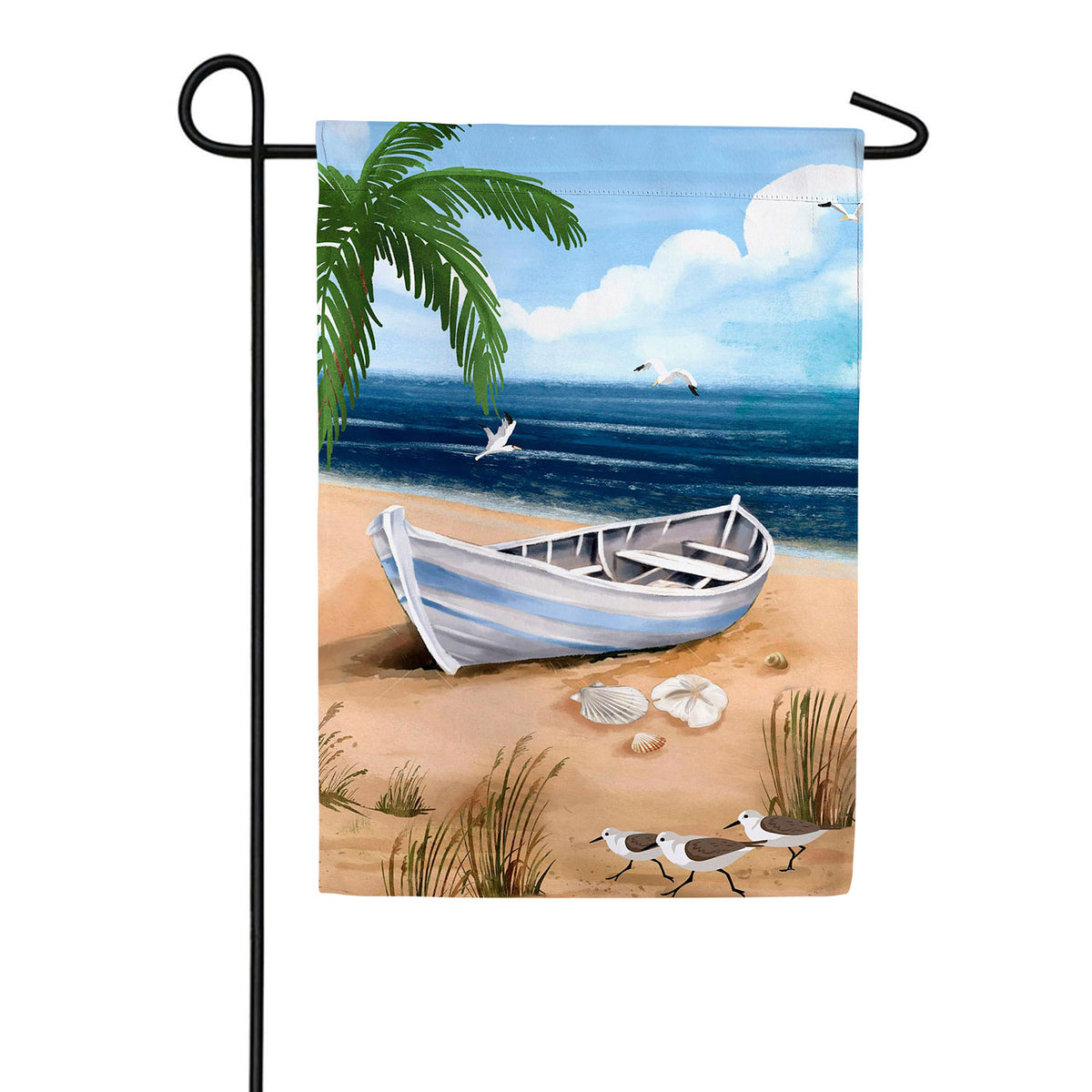 Beached Skiff Double Sided Suede Garden Flag