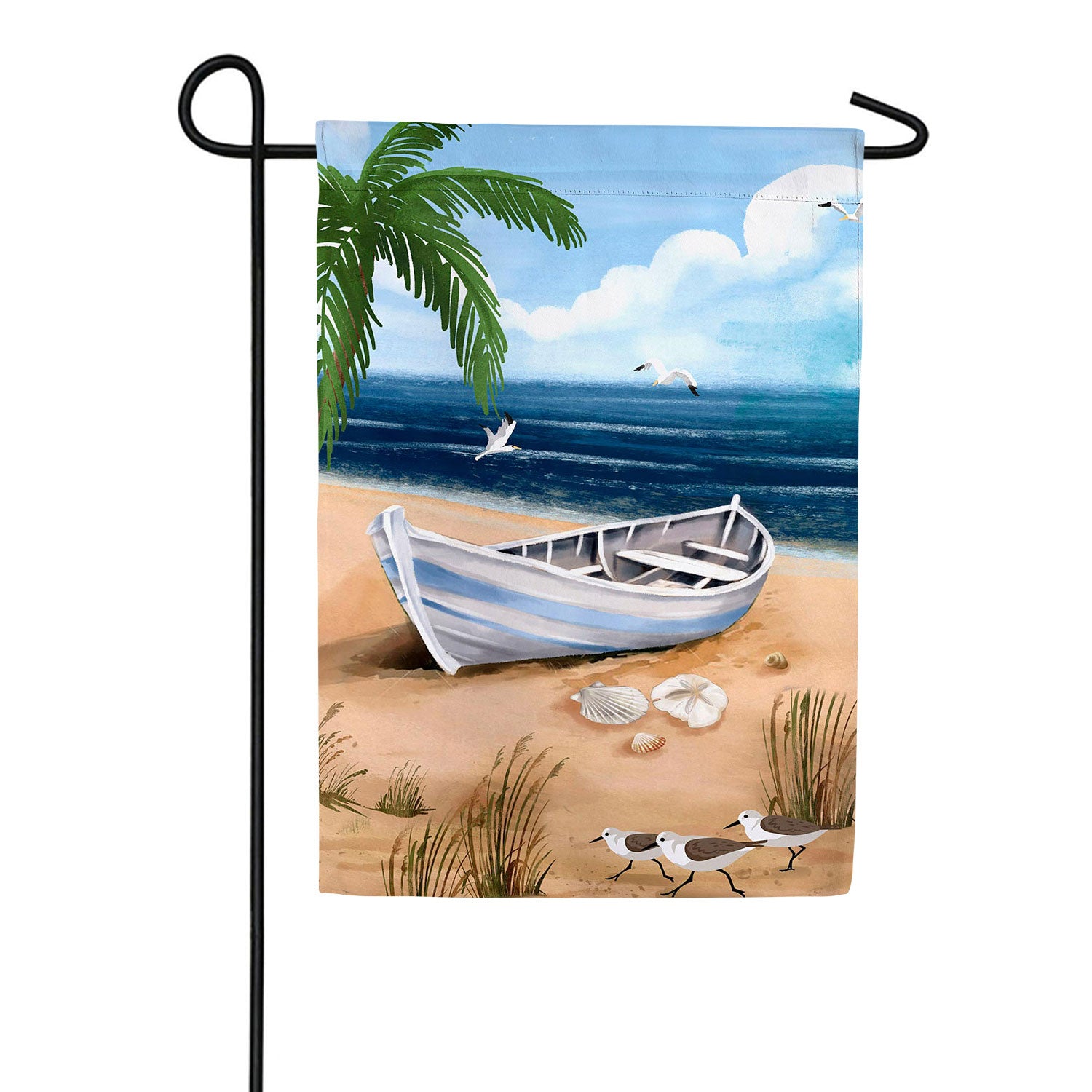 Beached Skiff Double Sided Suede Garden Flag