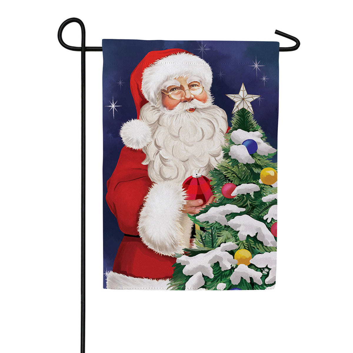 Traditional Santa Double Sided Suede Garden Flag