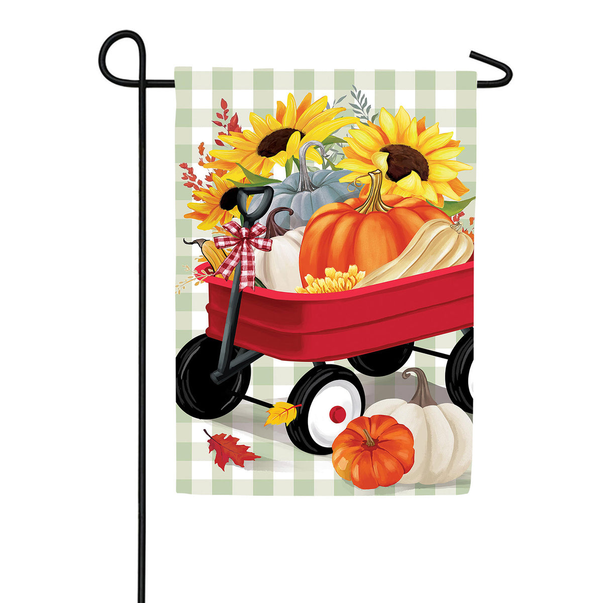 Wagon Filled Pumpkin Double Sided Suede Garden Flag