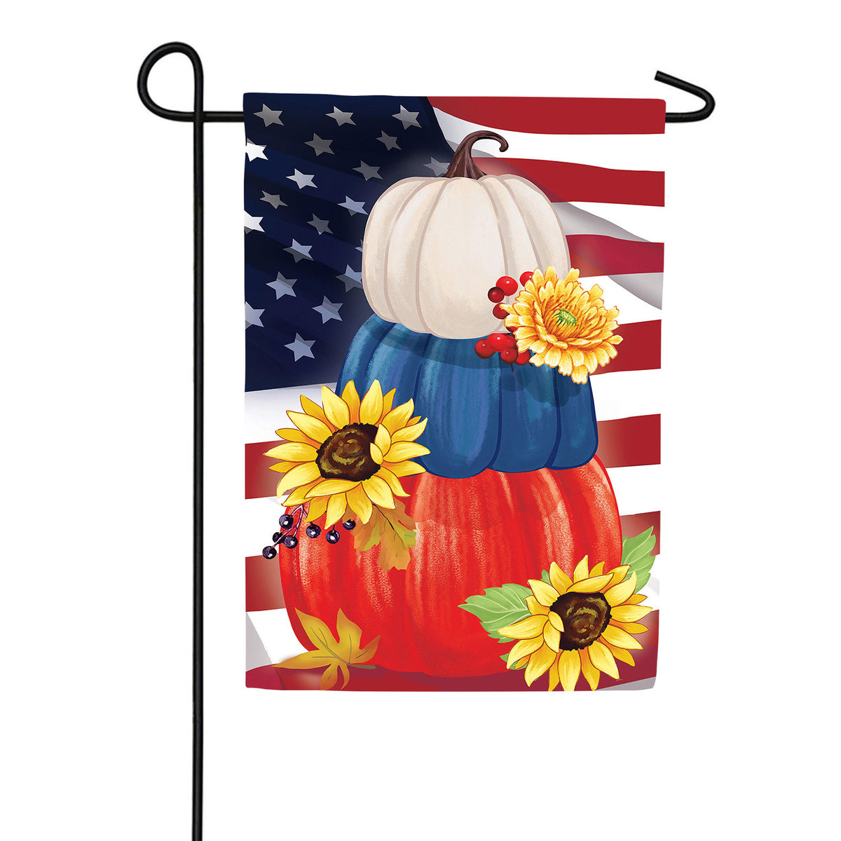 American Pumpkin Stack Double Sided Suede Garden Flag