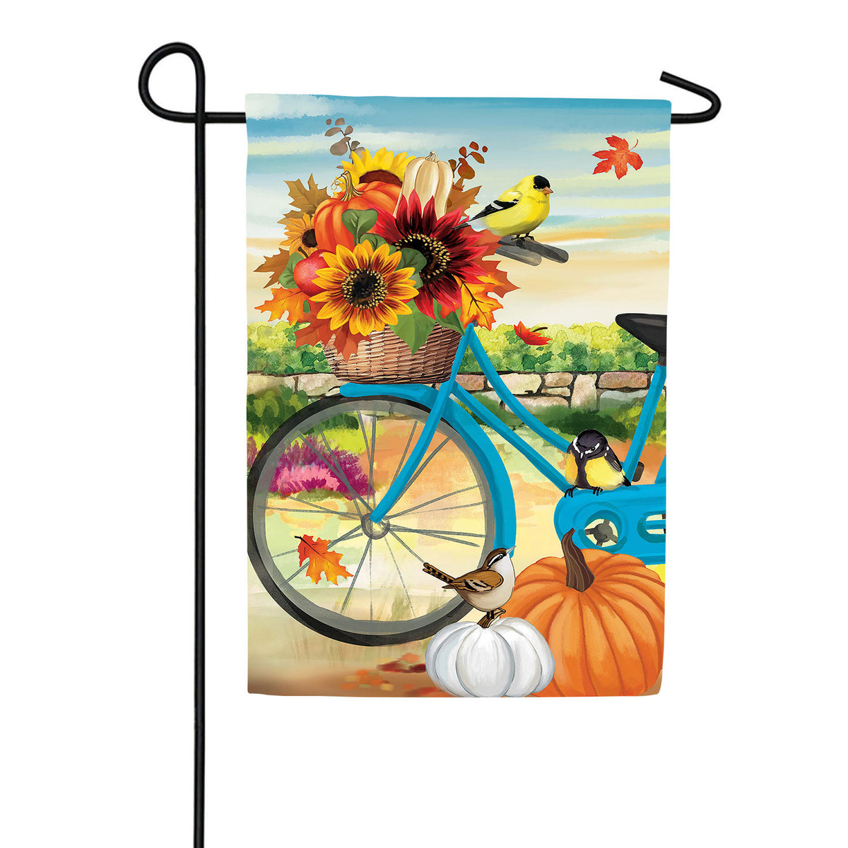 Bicycle Built for Fall Double Sided Suede Garden Flag