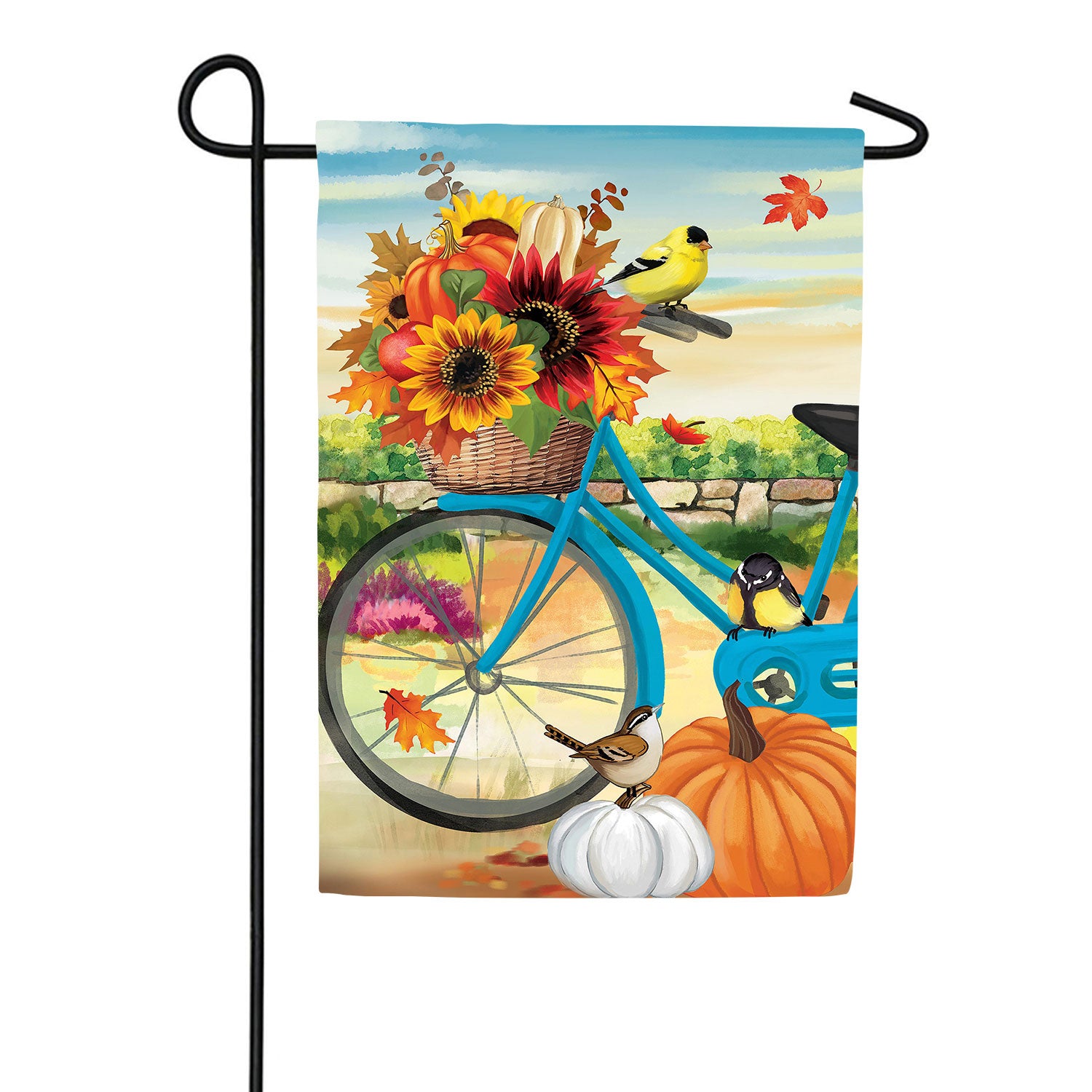 Bicycle Built for Fall Double Sided Suede Garden Flag