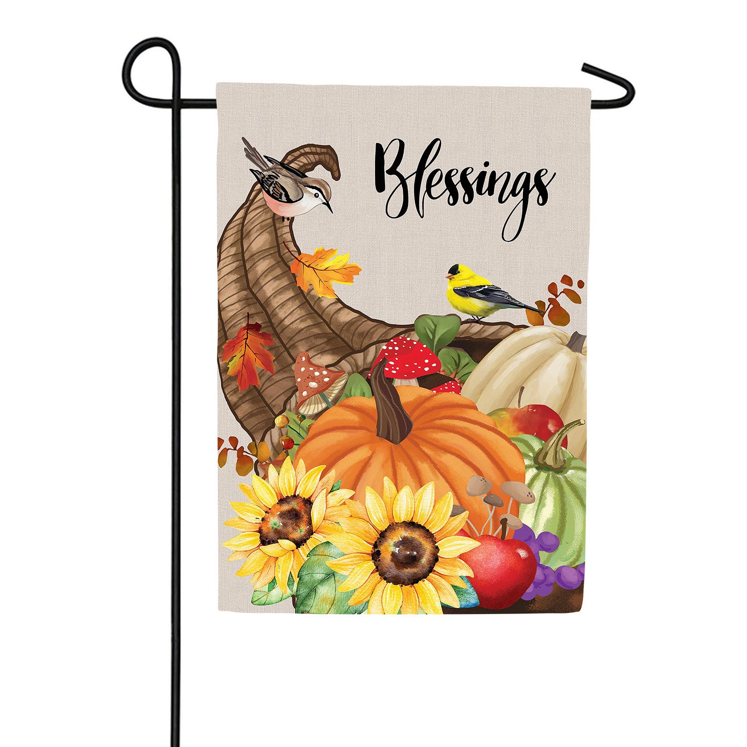 Grateful Cornucopia Double Sided Suede Garden Flag