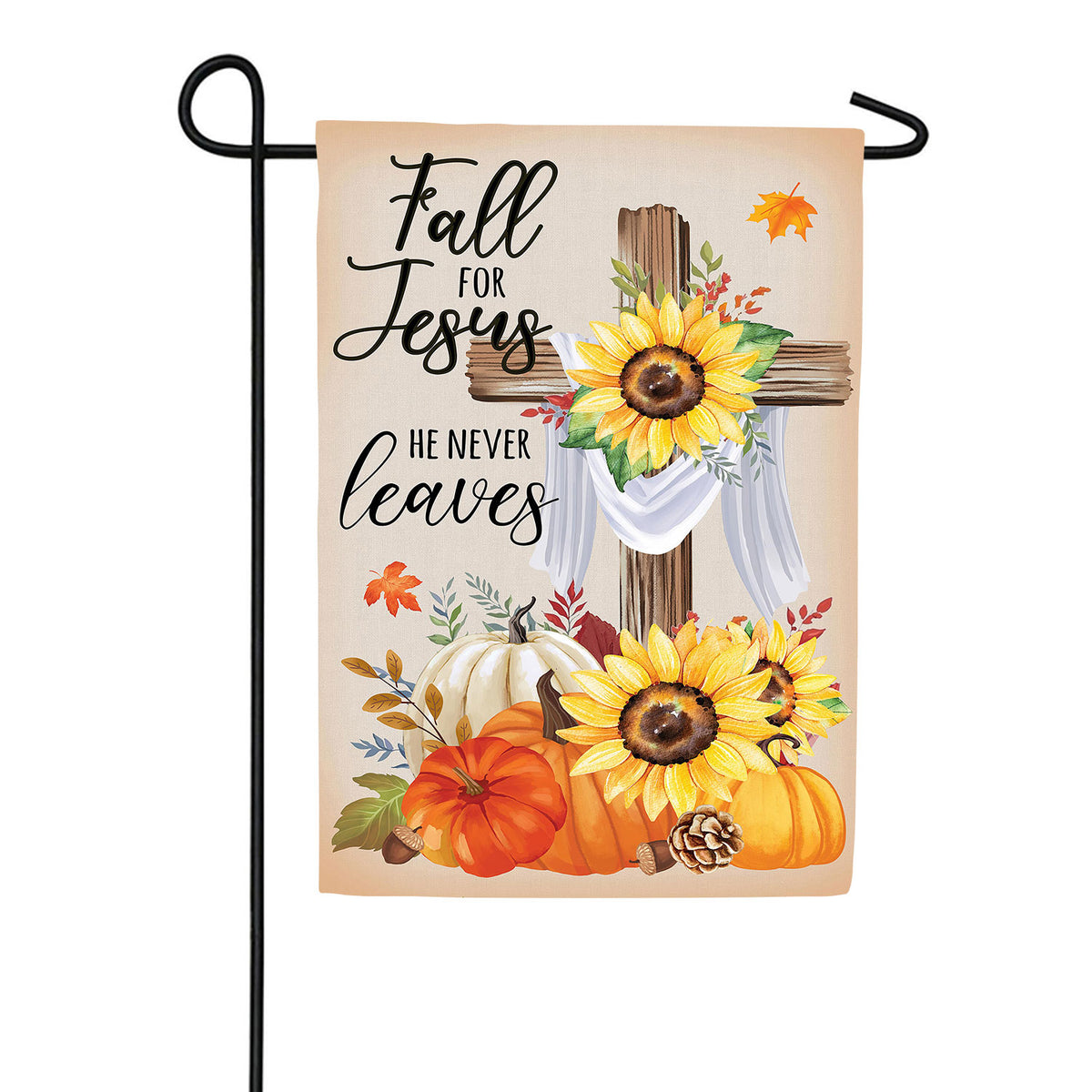 He Will Never Leave Double Sided Suede Garden Flag