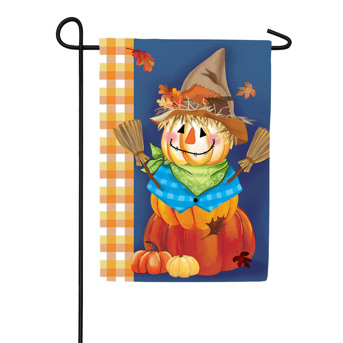 Scarecrow Pumpkin Stack Double Sided Suede Garden Flag