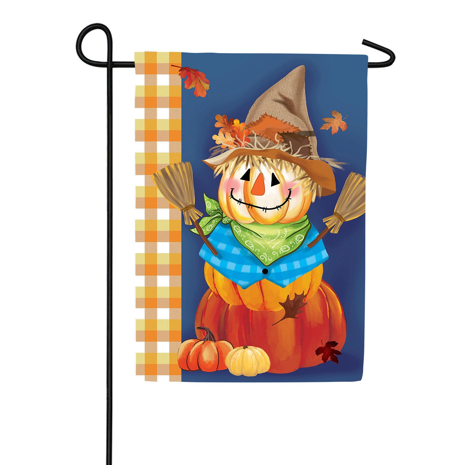 Scarecrow Pumpkin Stack Double Sided Suede Garden Flag