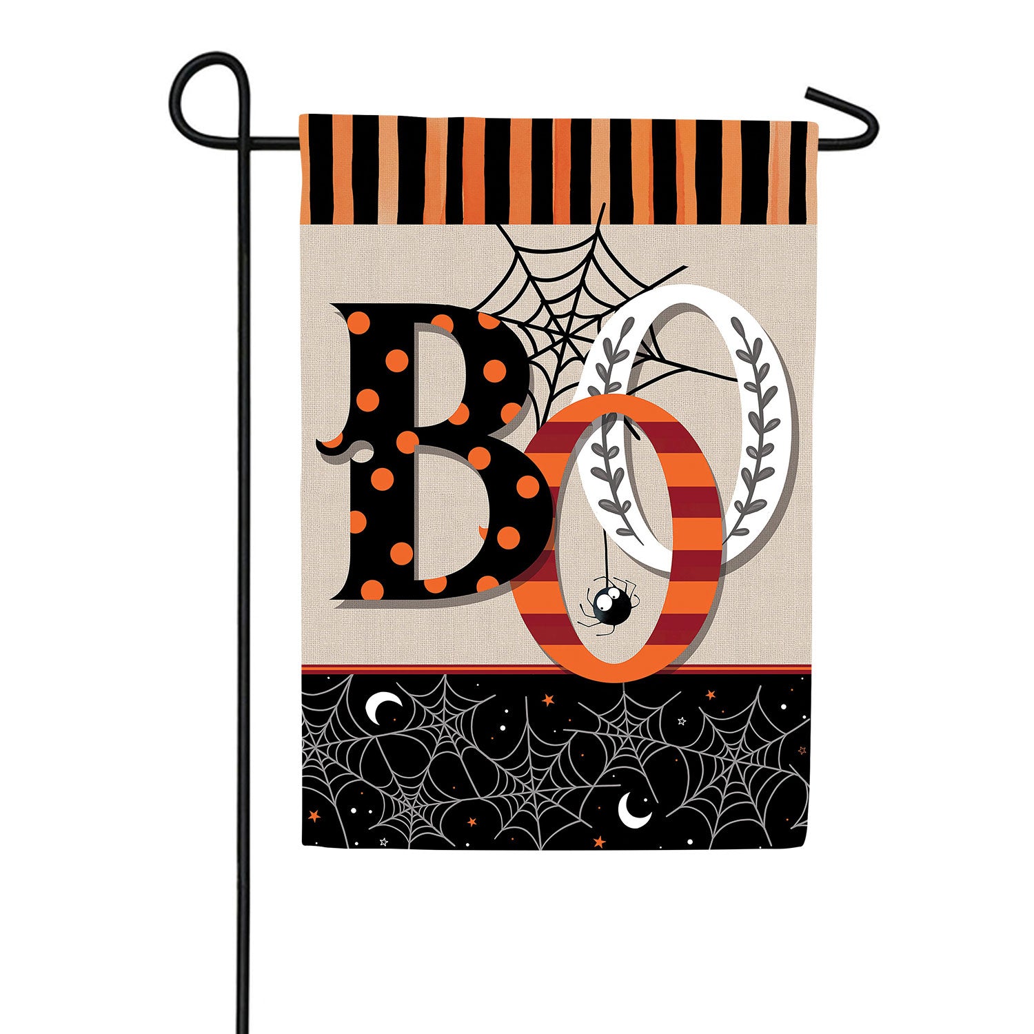 Polka Dots & Stripes Boo Double Sided Suede Garden Flag