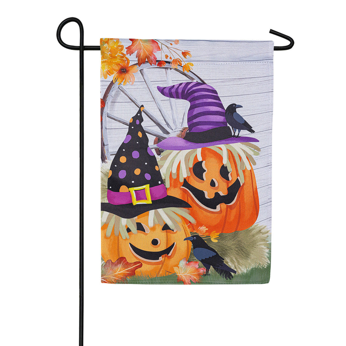 Couple Of Jacks Pumpkin Double Sided Suede Garden Flag