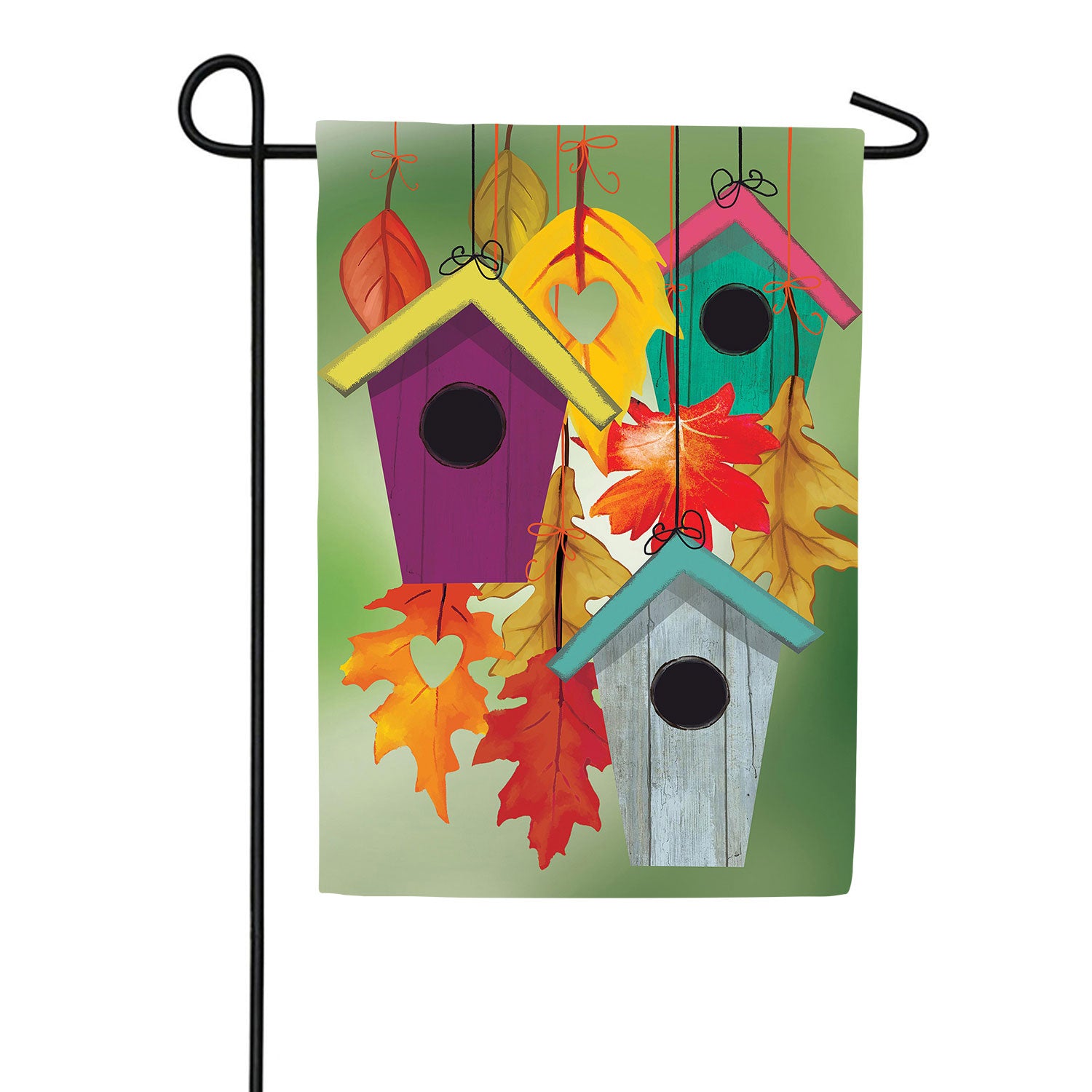 Flock Of Bird Houses Double Sided Suede Garden Flag