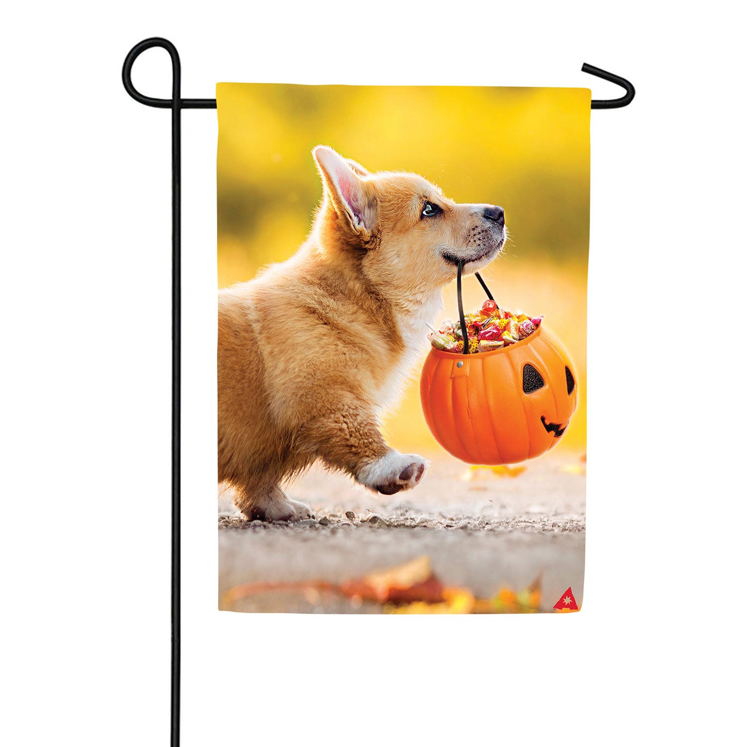 Trick or Treat Puppy Double Sided Suede Garden Flag