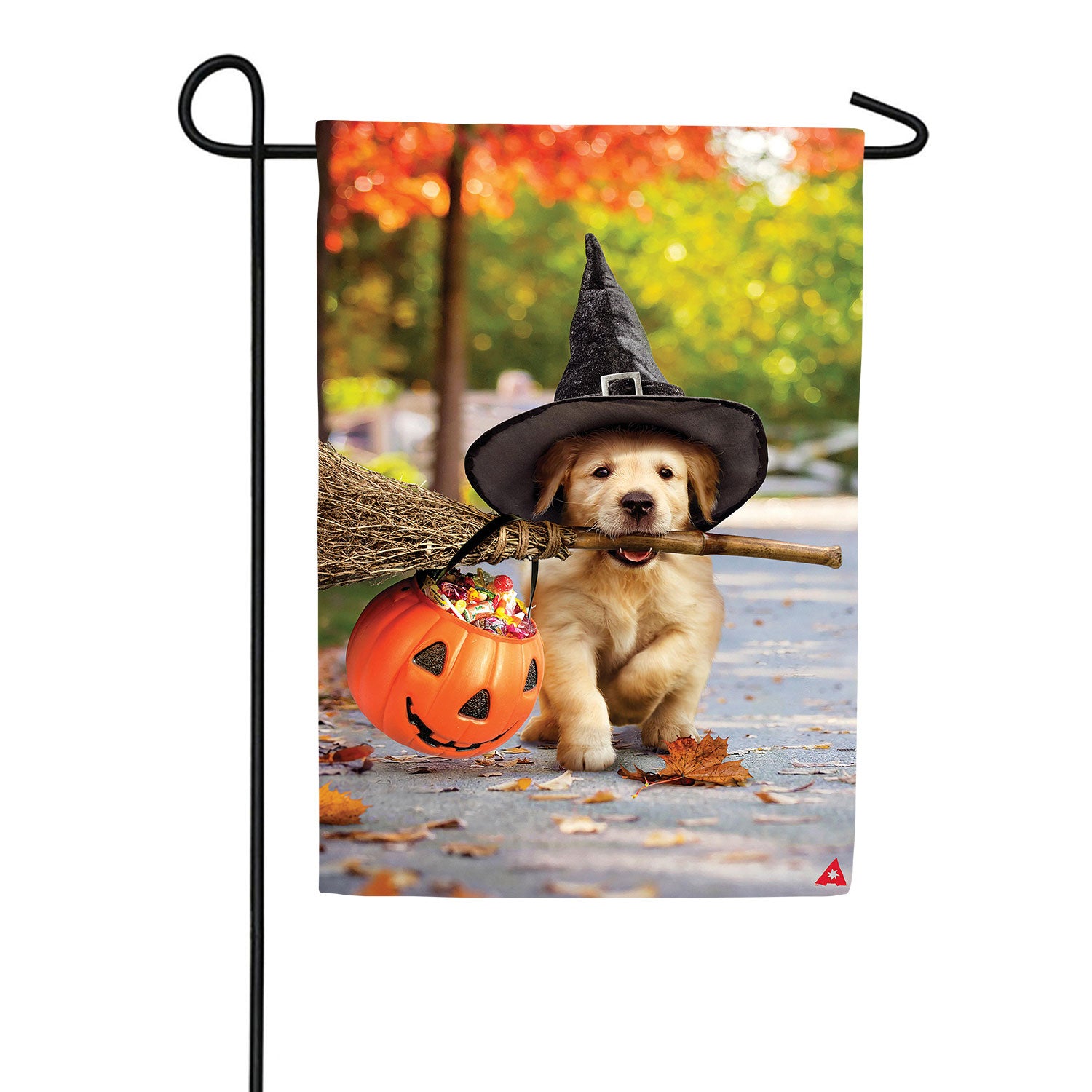 Goldens With Broom Double Sided Suede Garden Flag