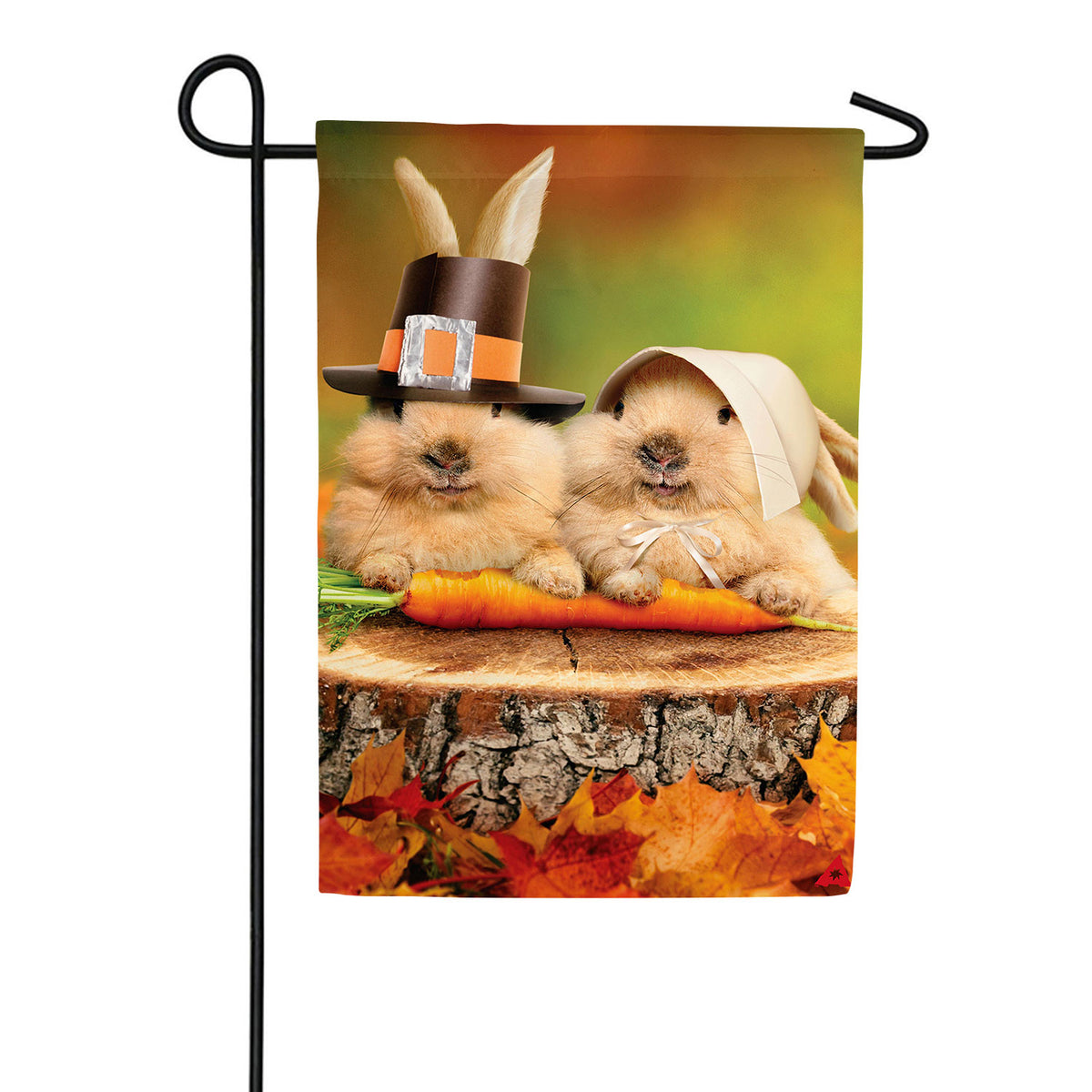 Bunny Pilgrims Double Sided Suede Garden Flag