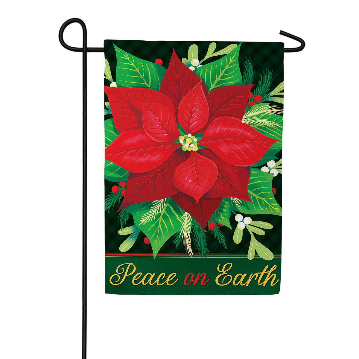 Peace on Earth Poinsettia Double Sided Suede Garden Flag