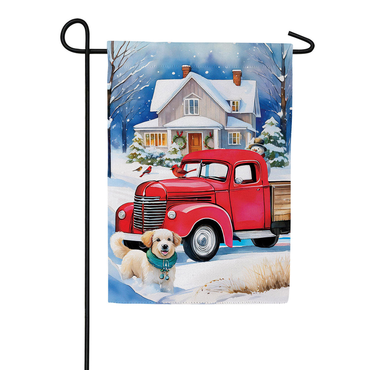 Family Christmas Truck Double Sided Suede Garden Flag