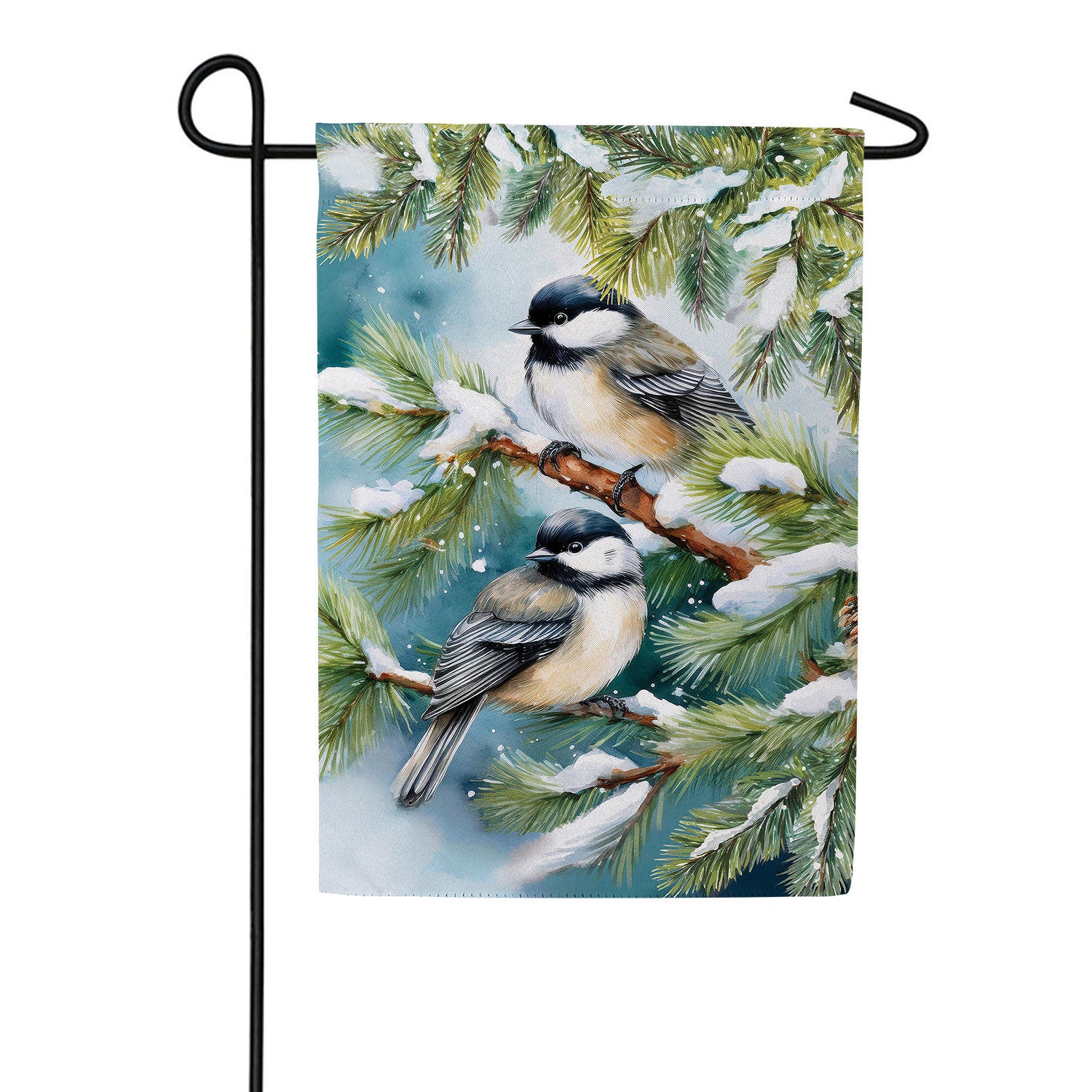 Winter Chickadee Friends Double Sided Suede Garden Flag