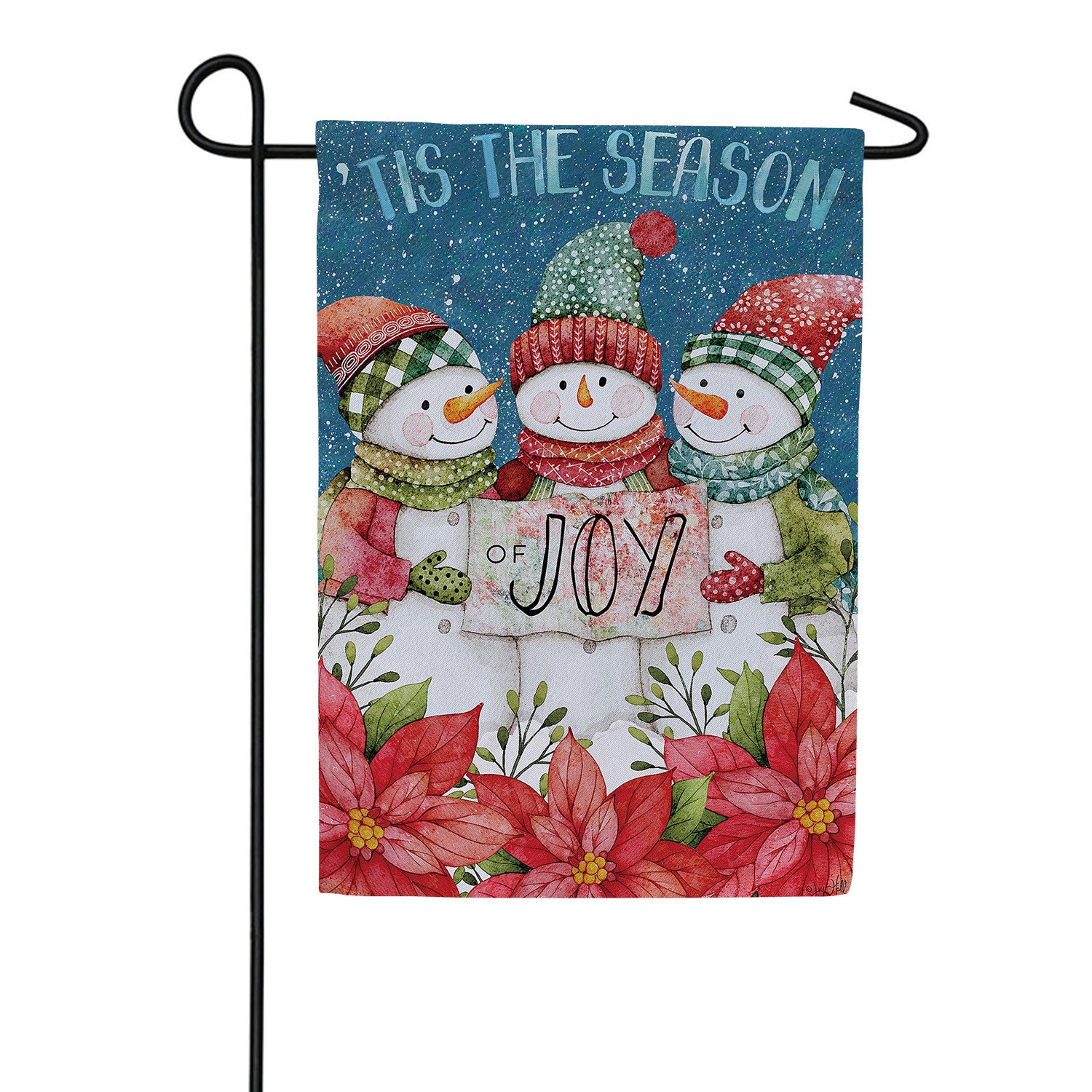 Evergreen Christmas Cheer Snowmen Suede Garden Flag