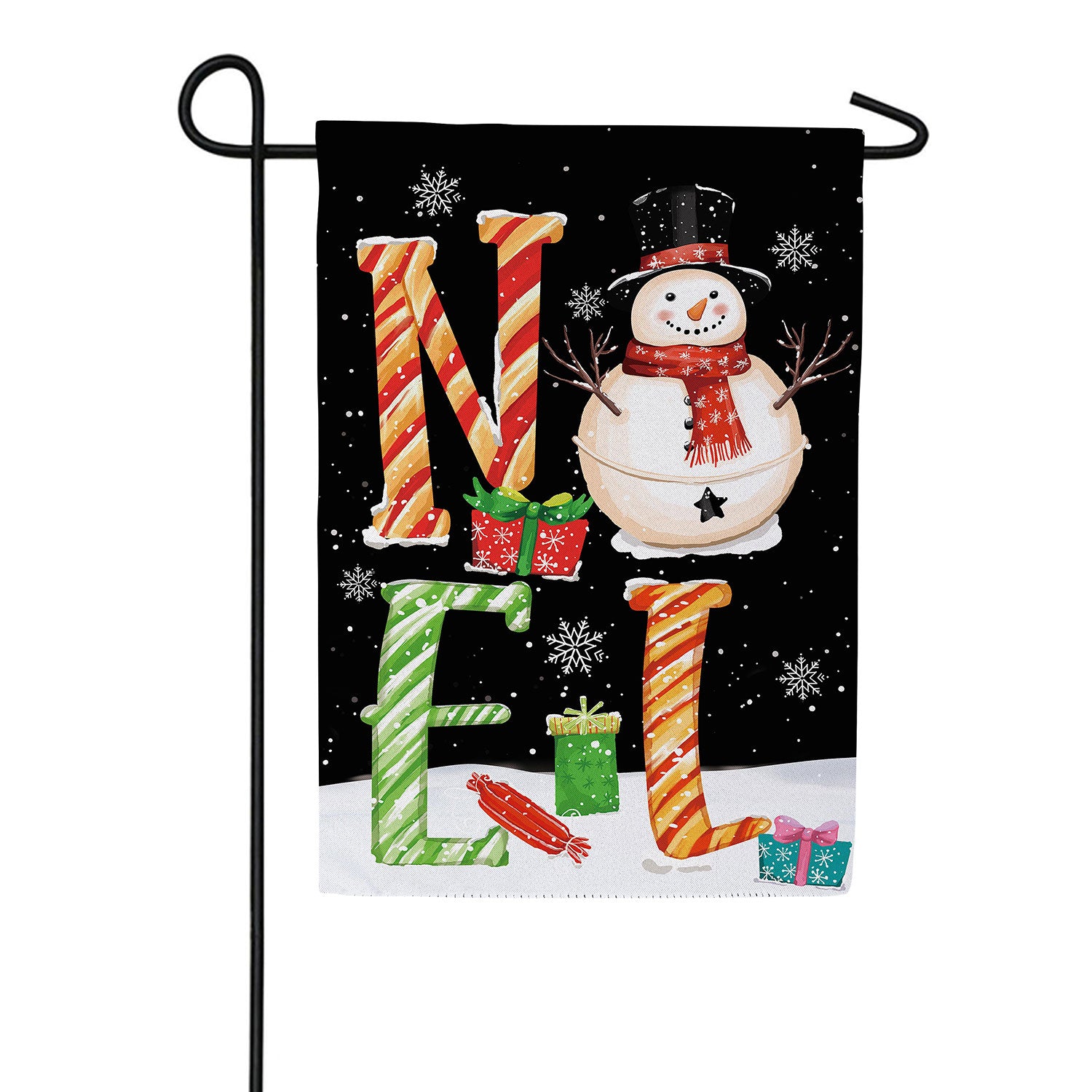 Evergreen Noel Snowman Suede Garden Flag