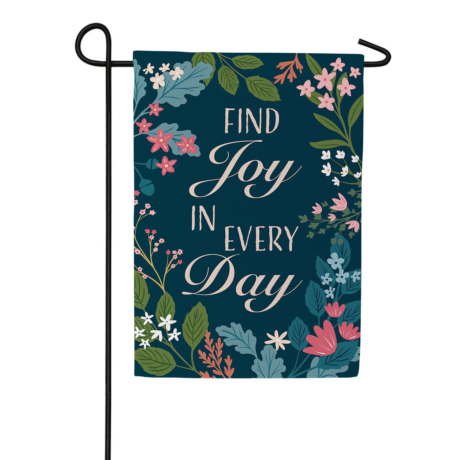Evergreen Find Joy Suede Garden Flag