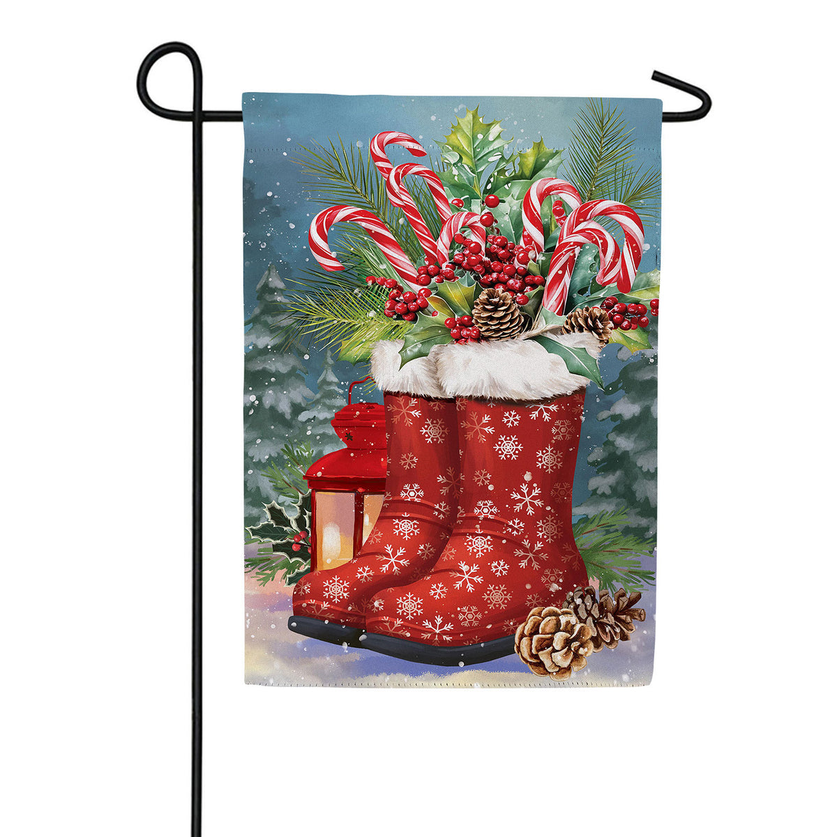 Evergreen Winter Boots Suede Garden Flag