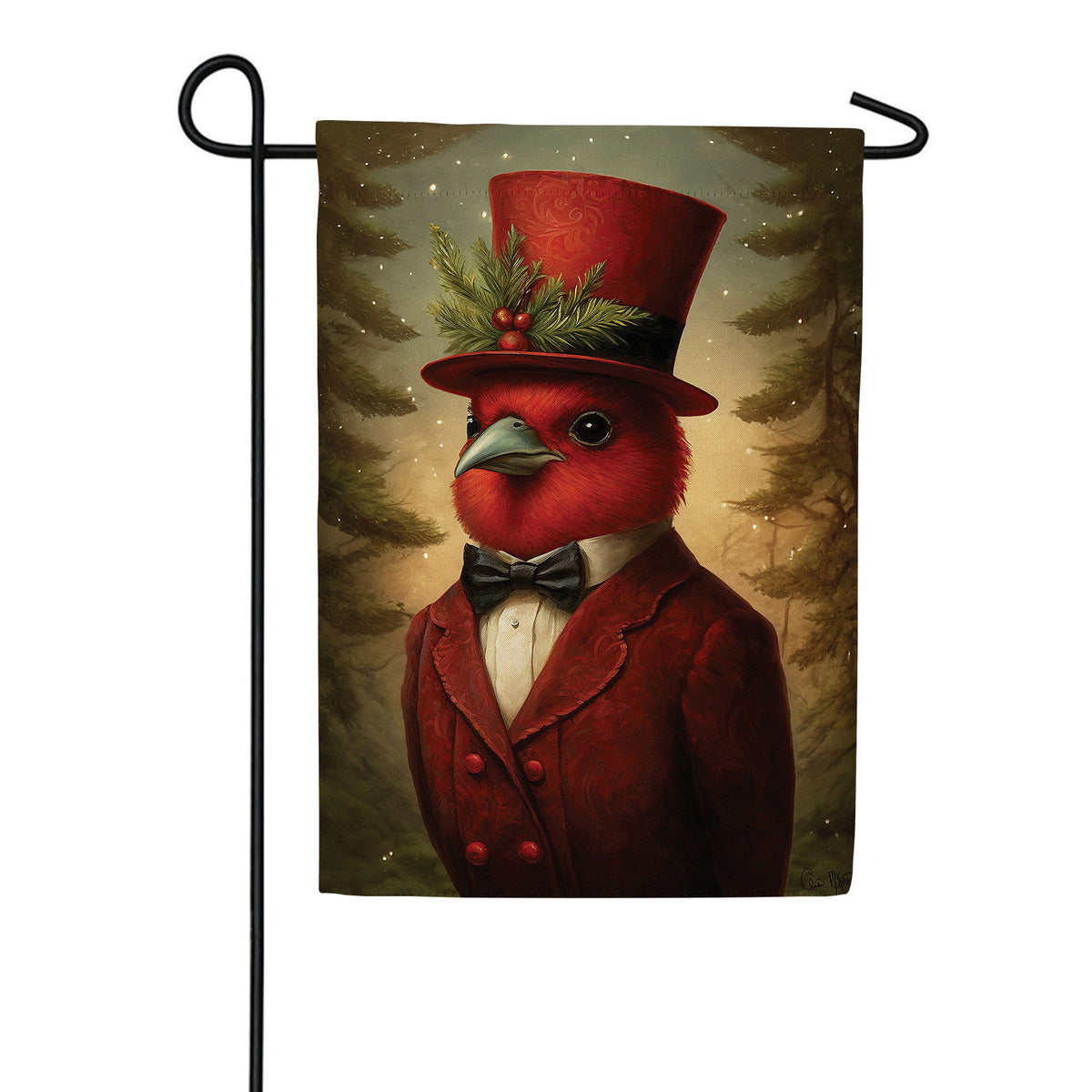 Evergreen Sir Cardinal Suede Garden Flag