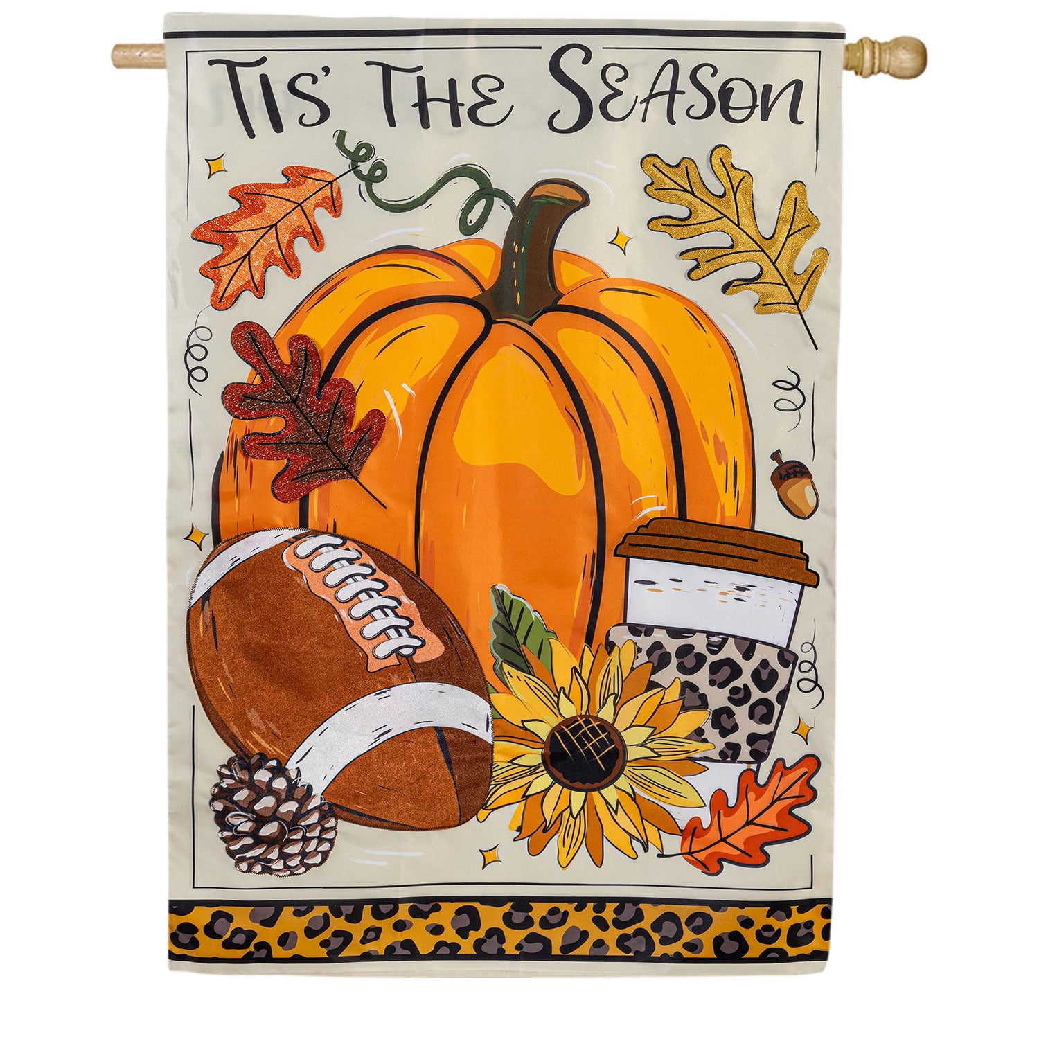 Evergreen Tis' The Season Fall Applique House Flag