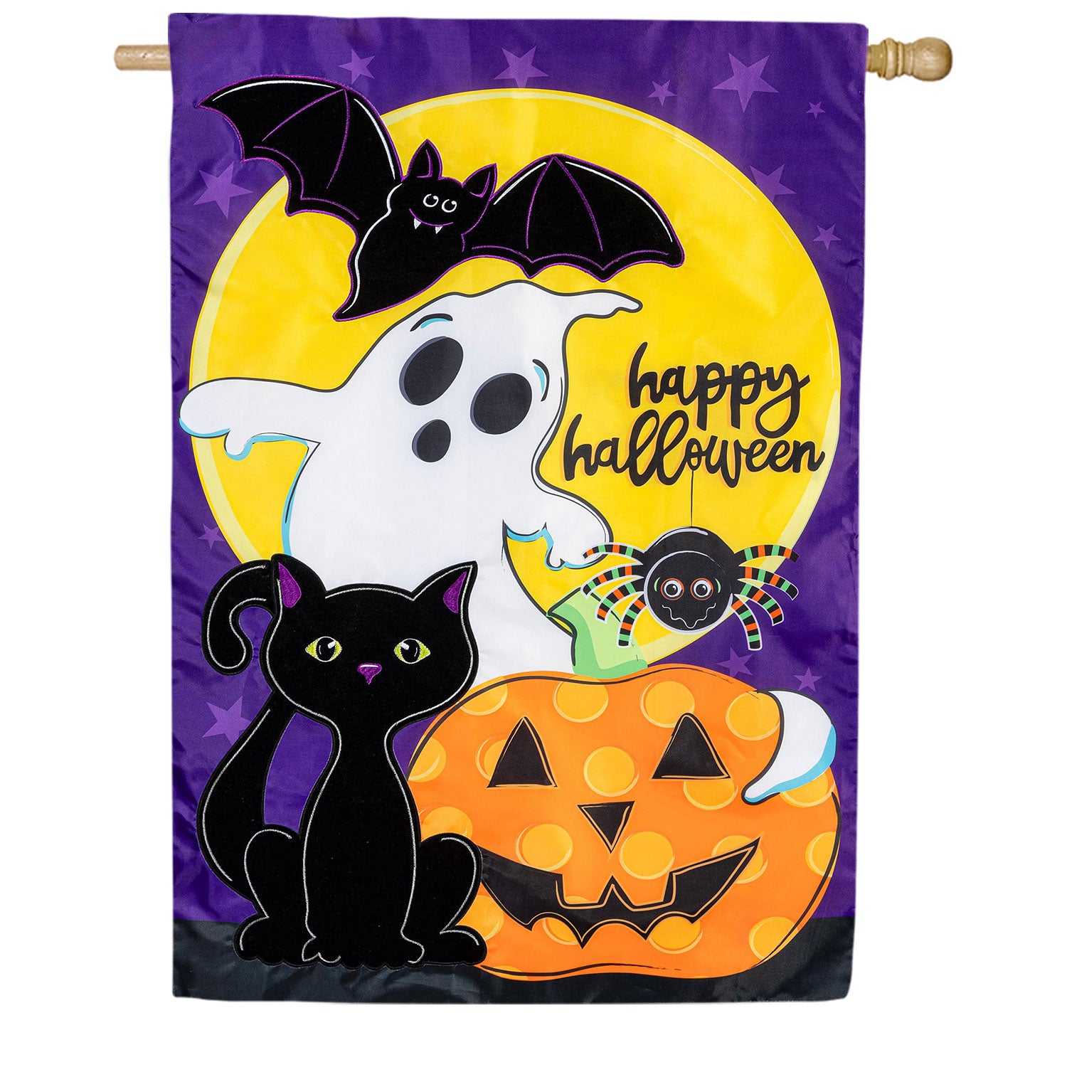 Evergreen Halloween Friends Applique House Flag