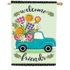 Flower Truck Welcome Friends Double Sided Applique House Flag
