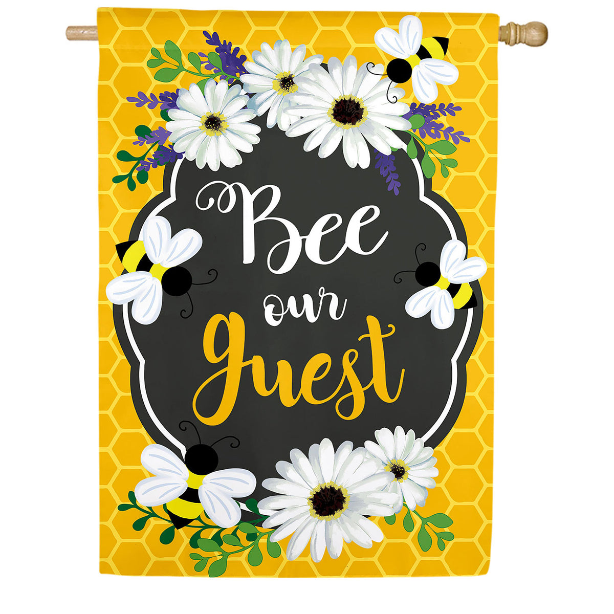 Bee Our Guest Frame Applique House Flag
