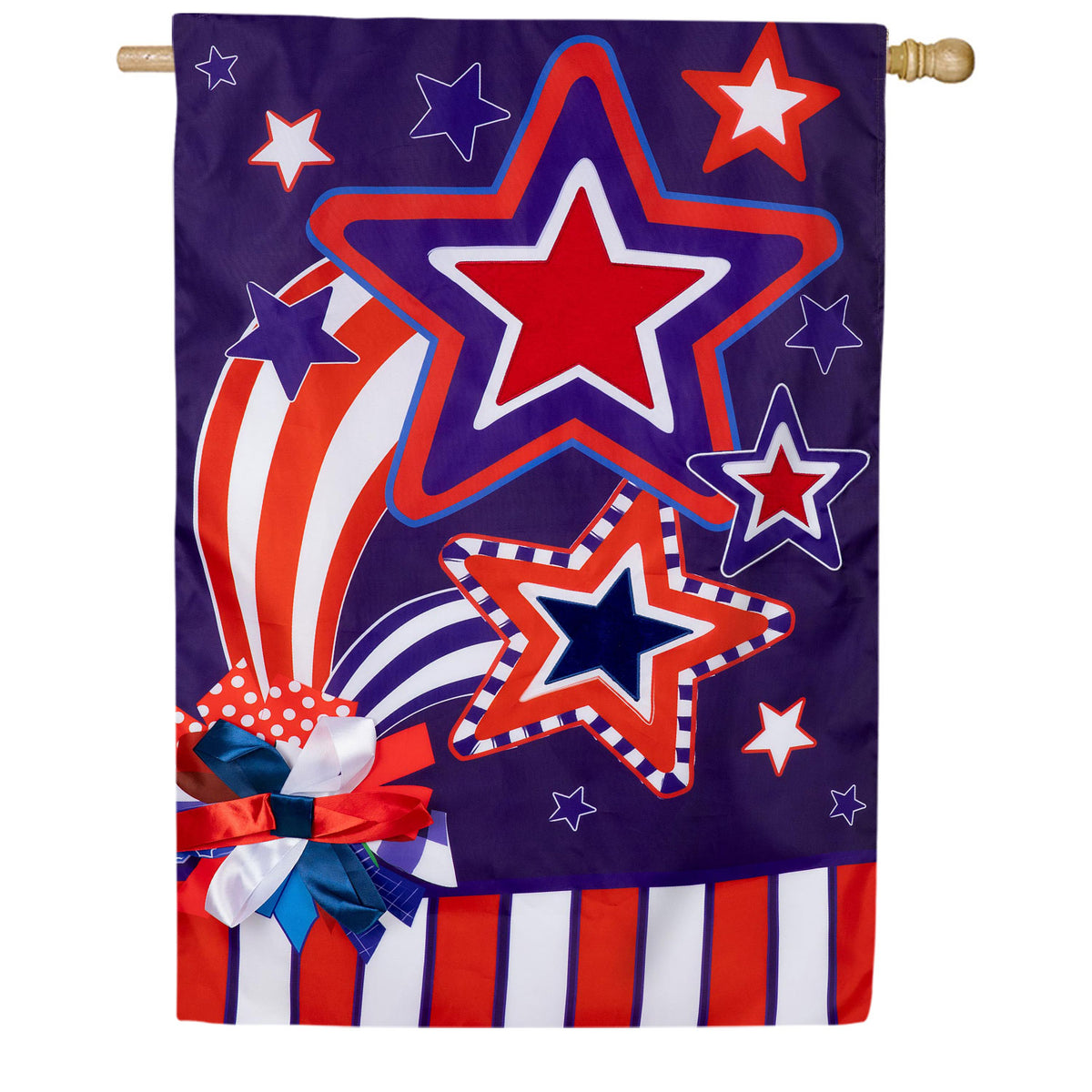 Evergreen Stars and Stripes Applique House Flag