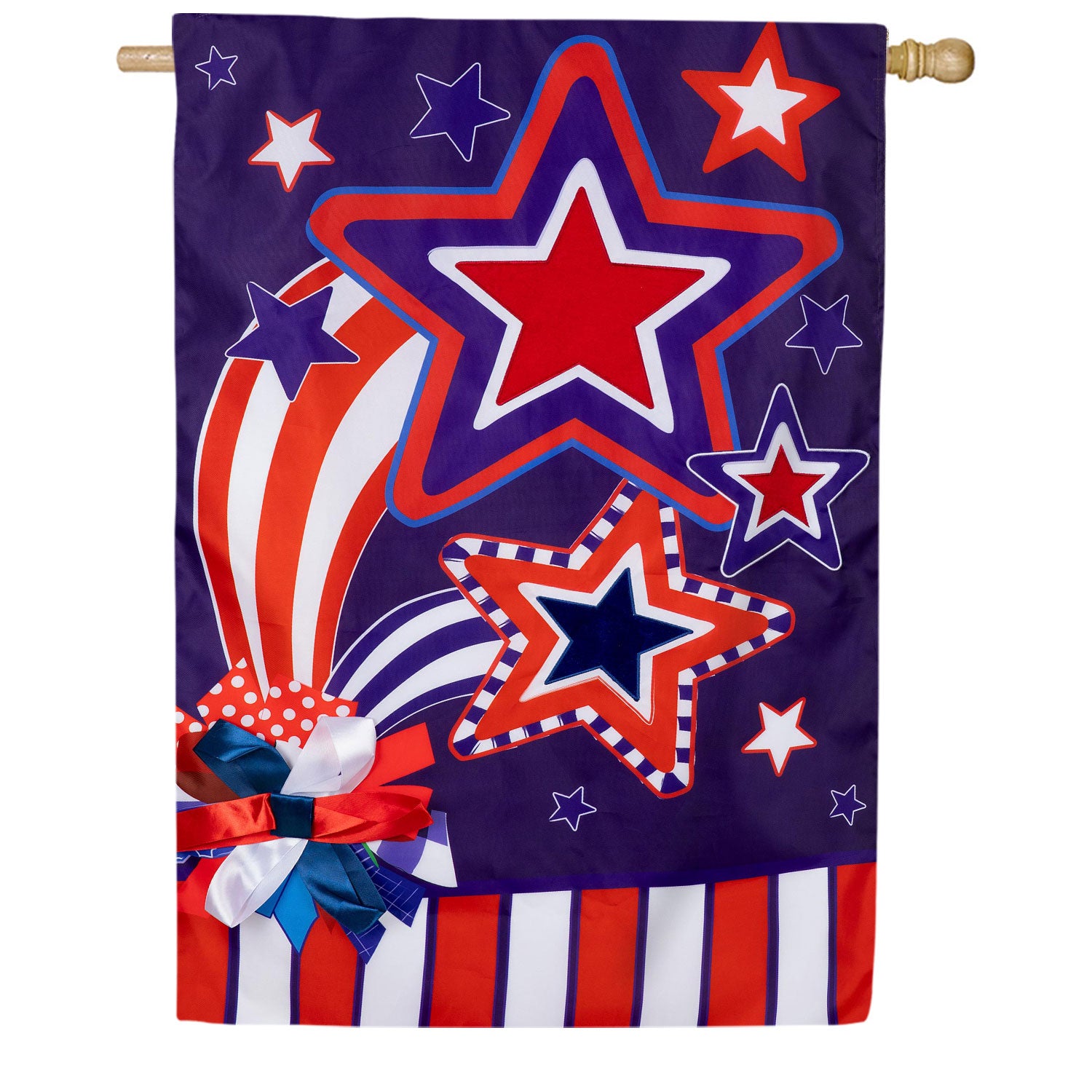 Evergreen Stars and Stripes Applique House Flag