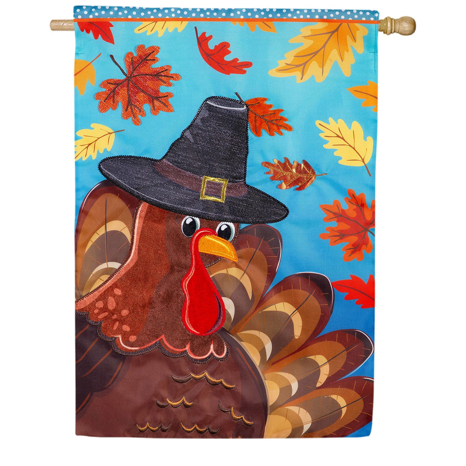 Evergreen Turkey Time Applique House Flag