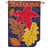 Evergreen Fall Leaves On Navy Applique House Flag