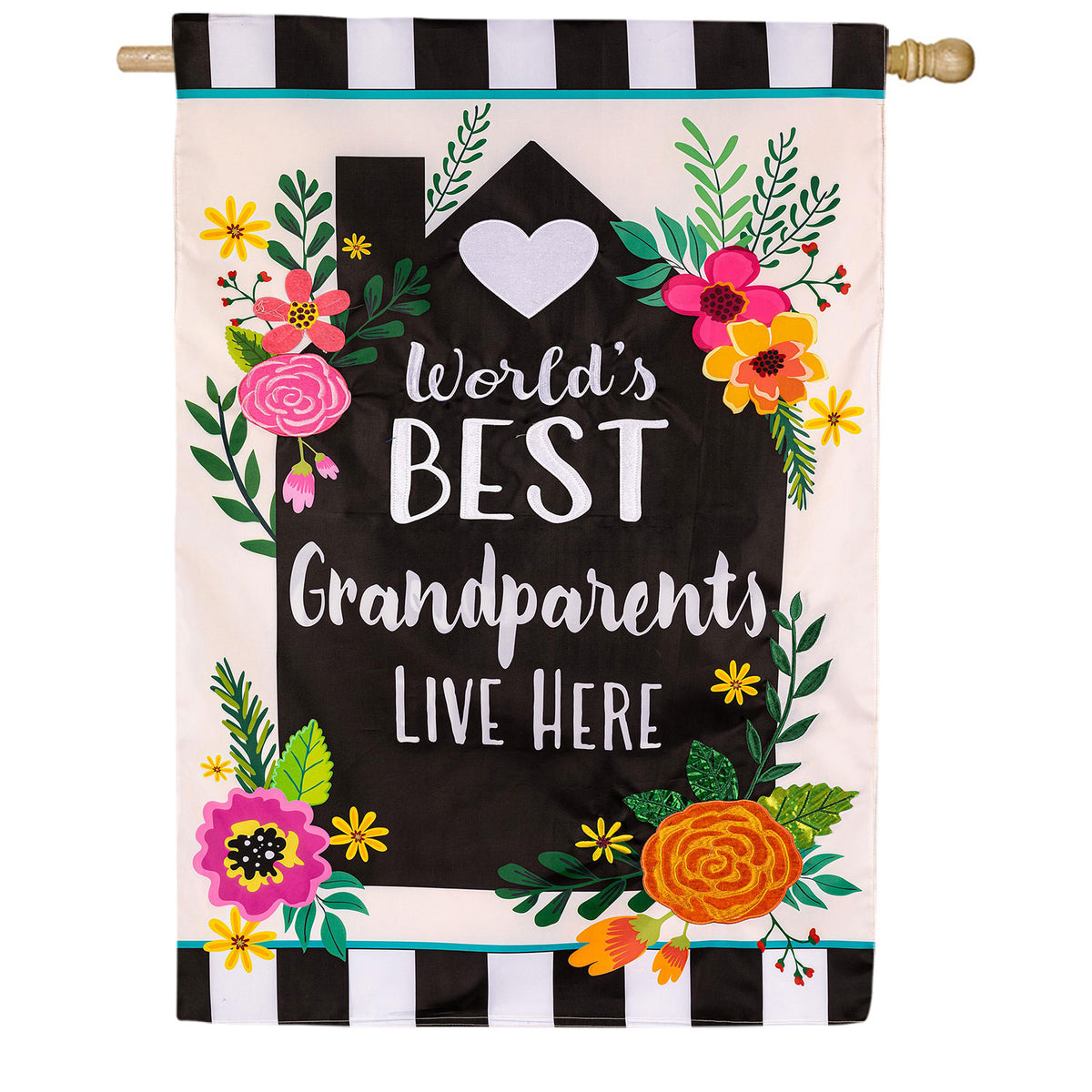 Evergreen Worlds Best Grandparents Applique House Flag