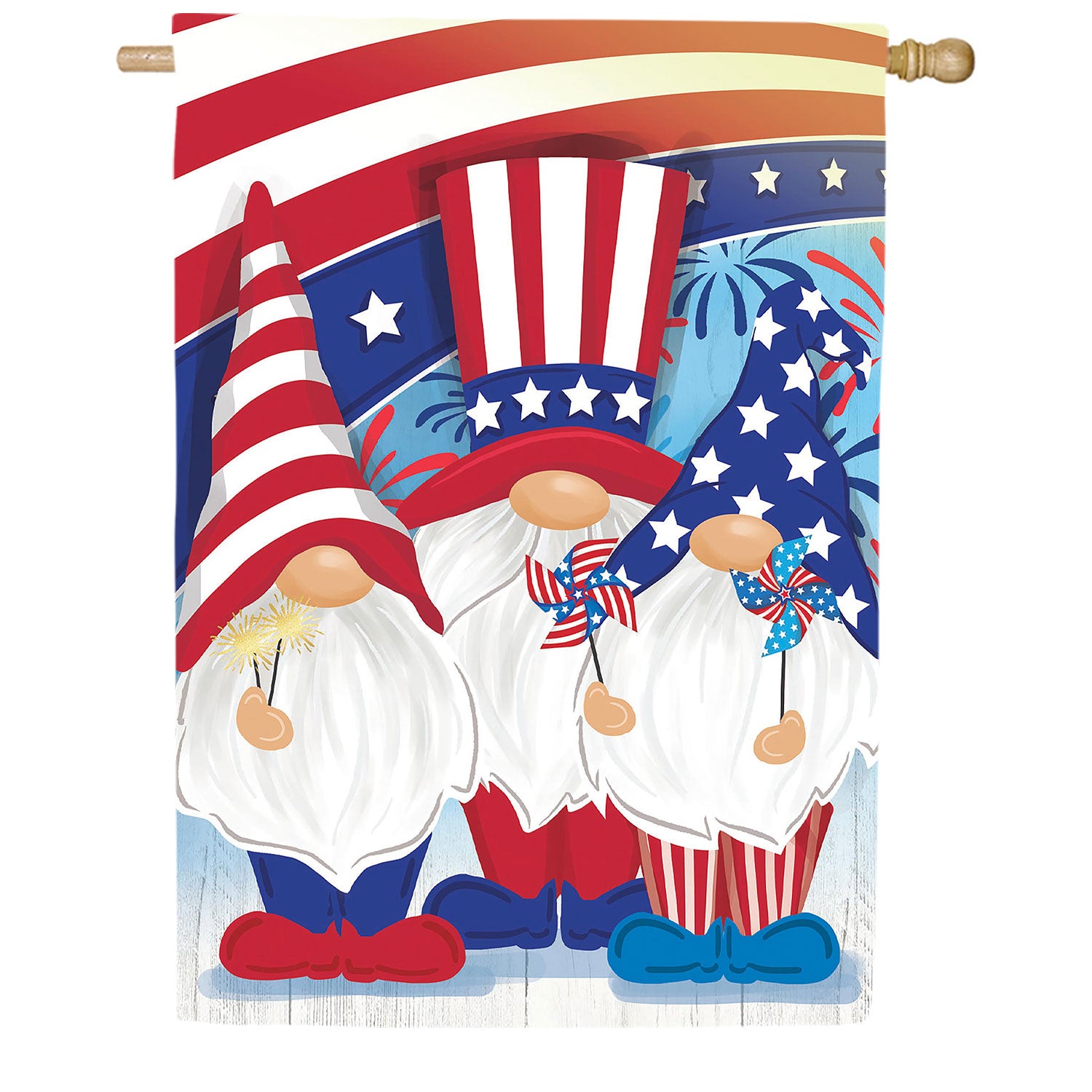 Evergreen Applique House Flag - Patriotic Trio