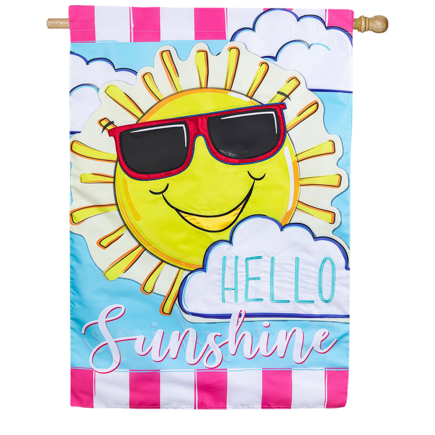 Evergreen Applique House Flag - Hello Sunshine