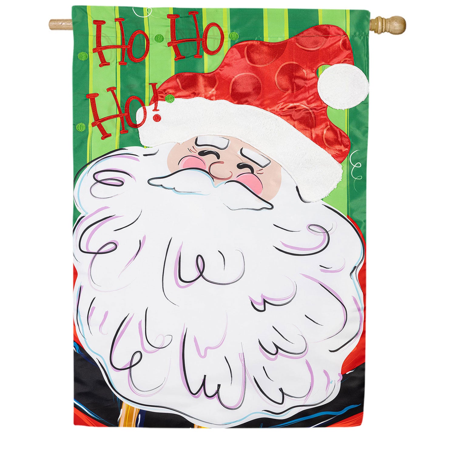 Ho Ho Ho Santa Applique House Flag