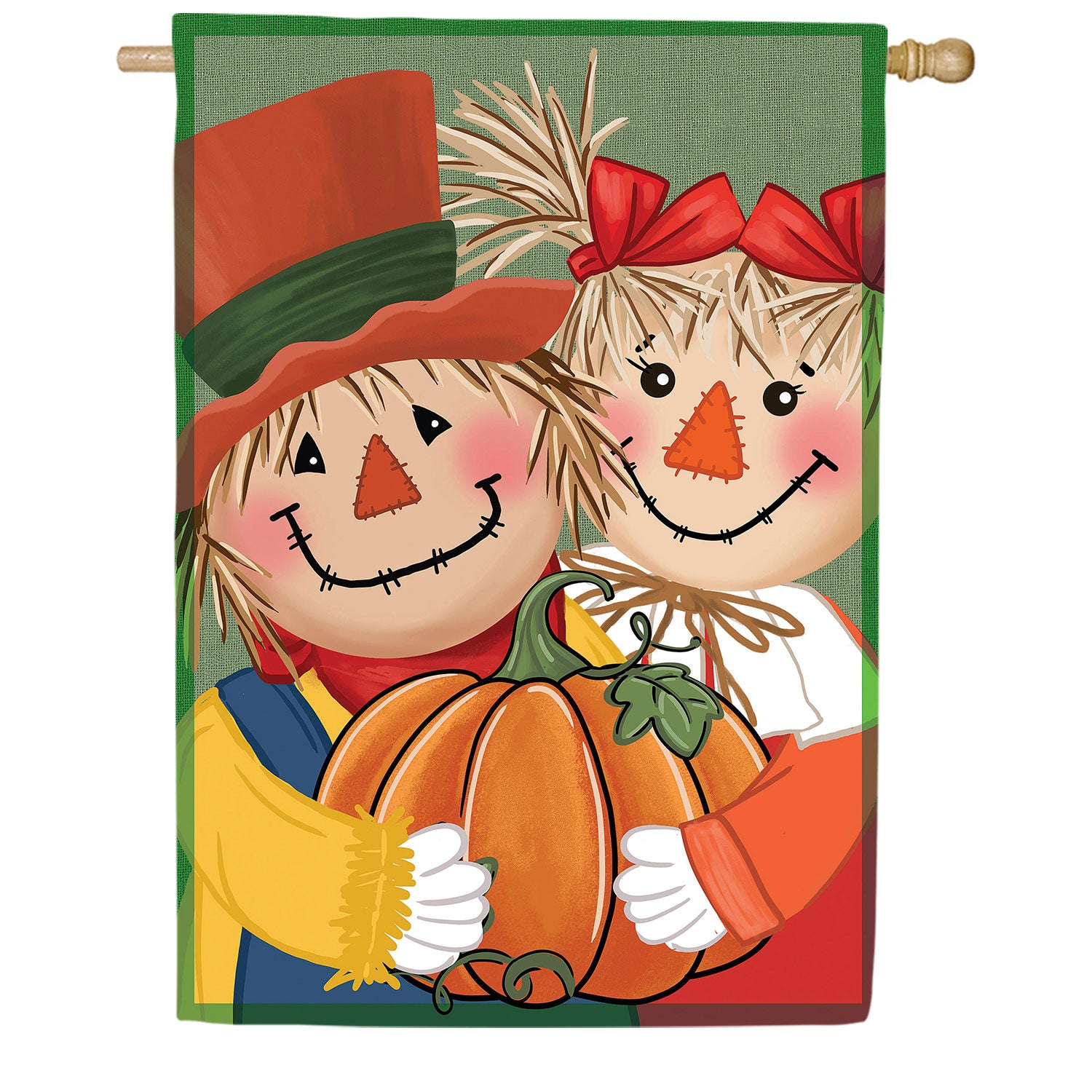 Couple Of Scarecrows Applique House Flag