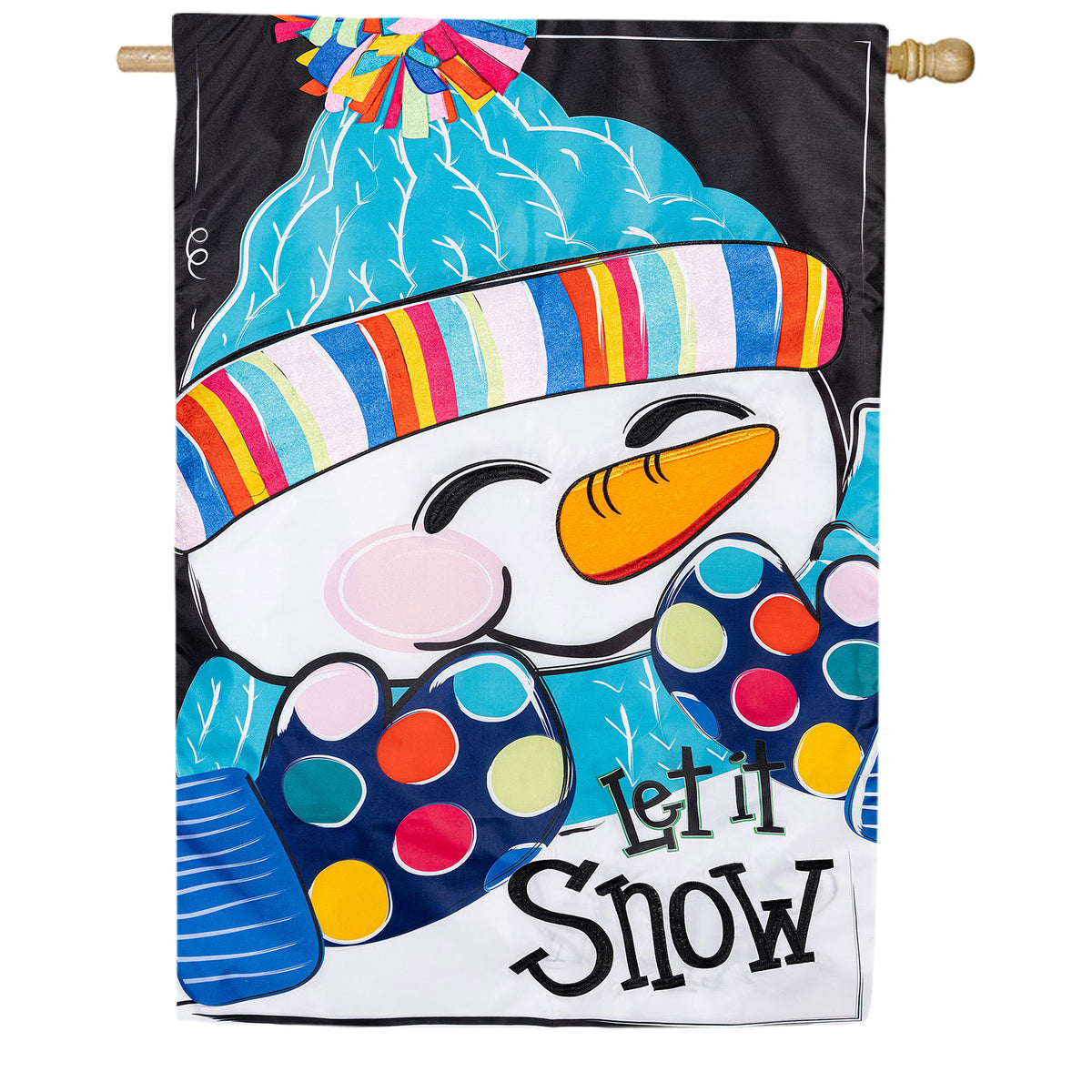 Let It Snow-Man Applique House Flag